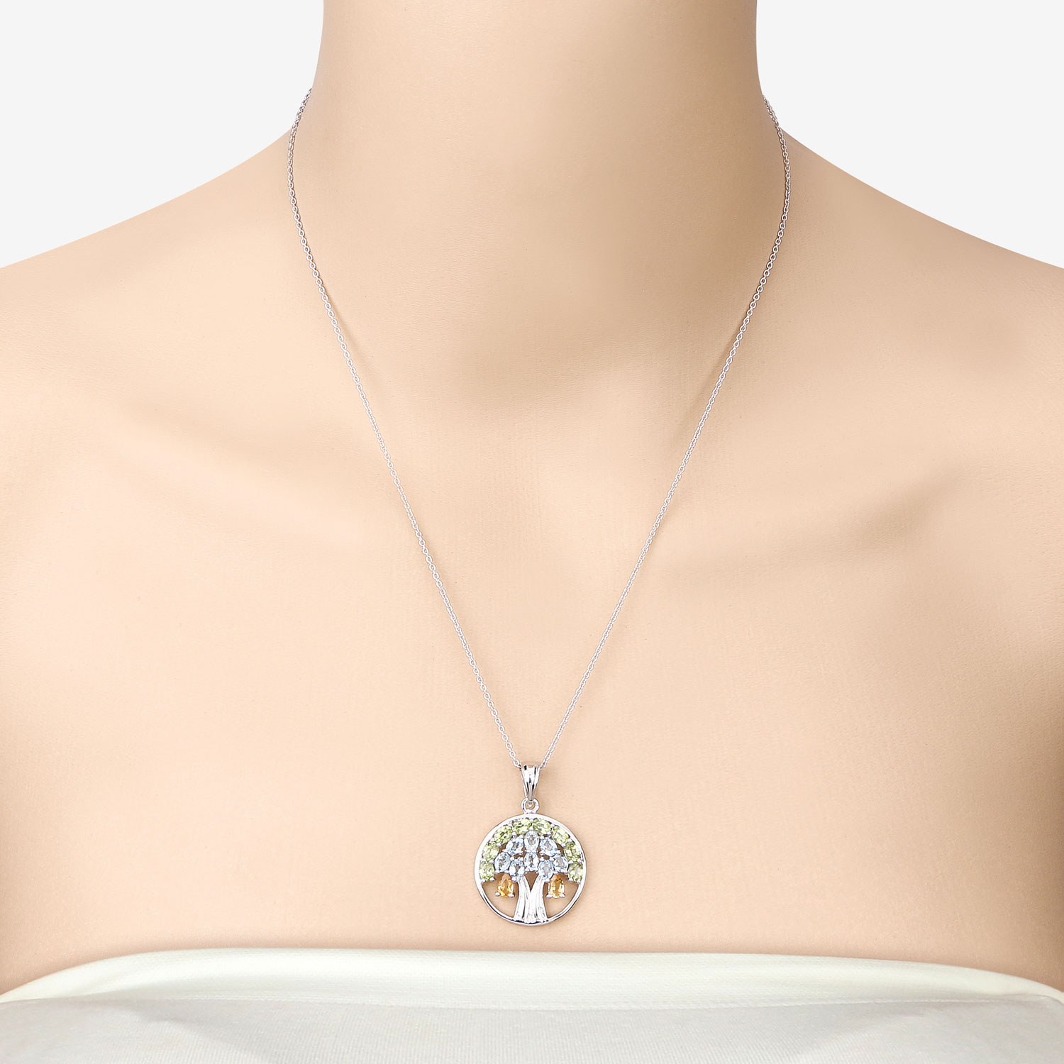 3.32 Carat Genuine Multi Stones .925 Sterling Silver Pendant