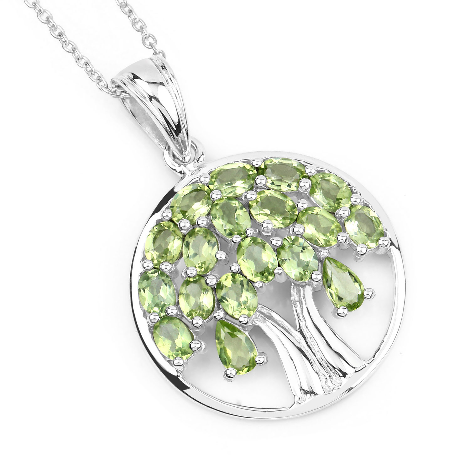 3.16 Carat Genuine Peridot .925 Sterling Silver Pendant