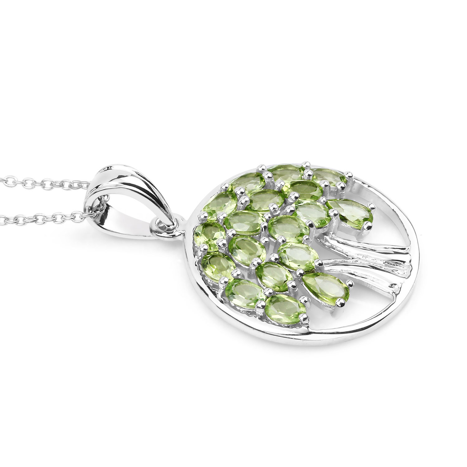 3.16 Carat Genuine Peridot .925 Sterling Silver Pendant
