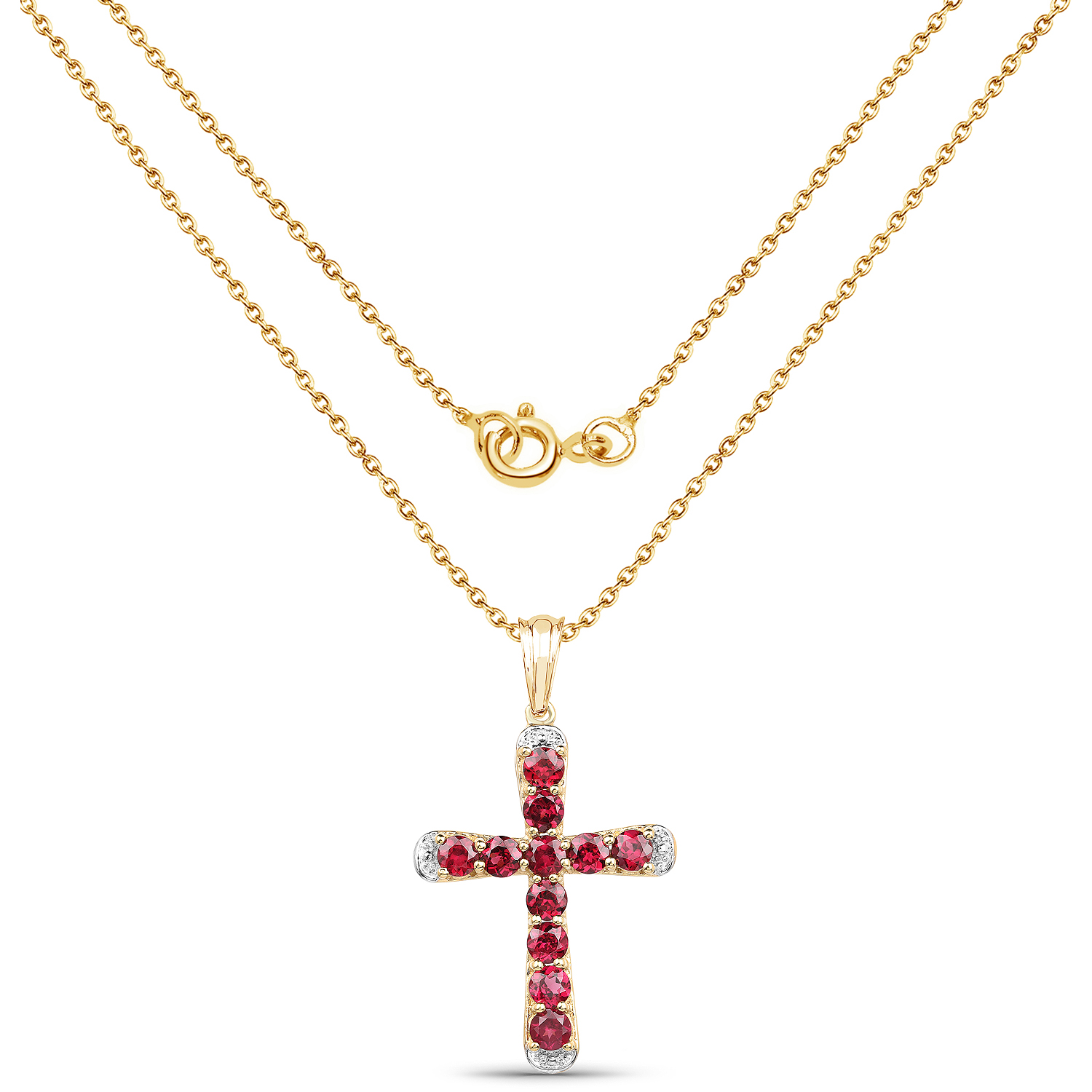 14K Yellow Gold Plated 3.30 Carat Genuine Rhodolite .925 Sterling Silver Pendant