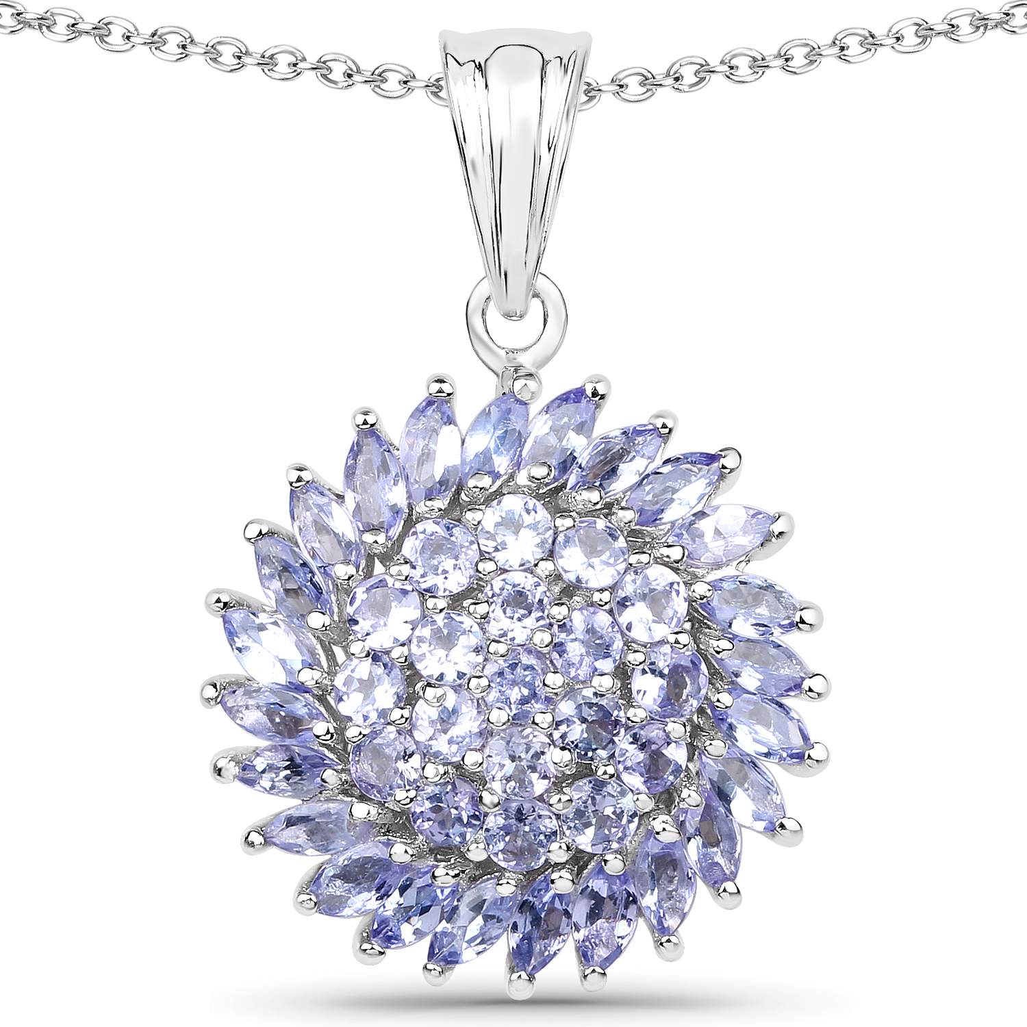 3.25 Carat Genuine Tanzanite .925 Sterling Silver Pendant