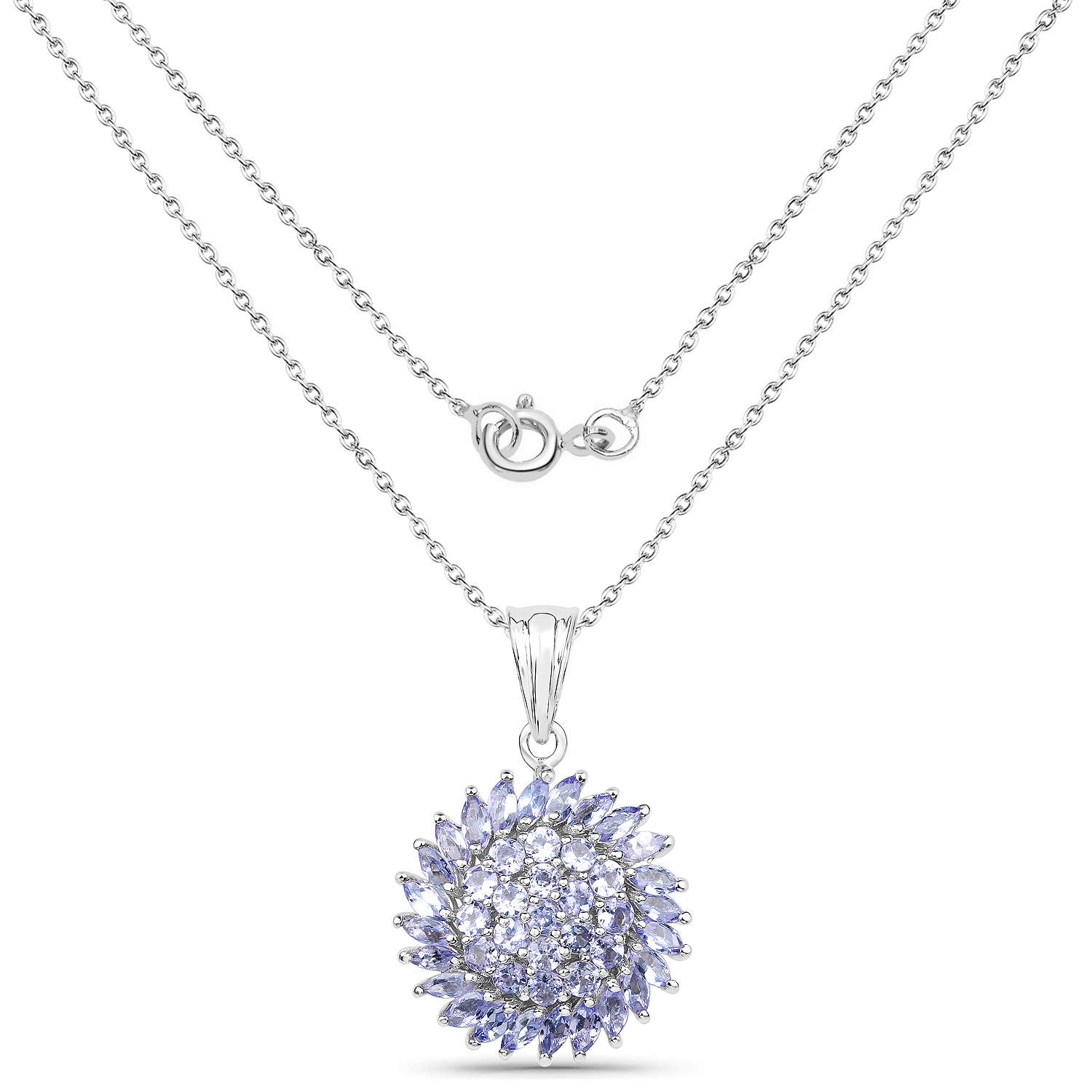 3.25 Carat Genuine Tanzanite .925 Sterling Silver Pendant