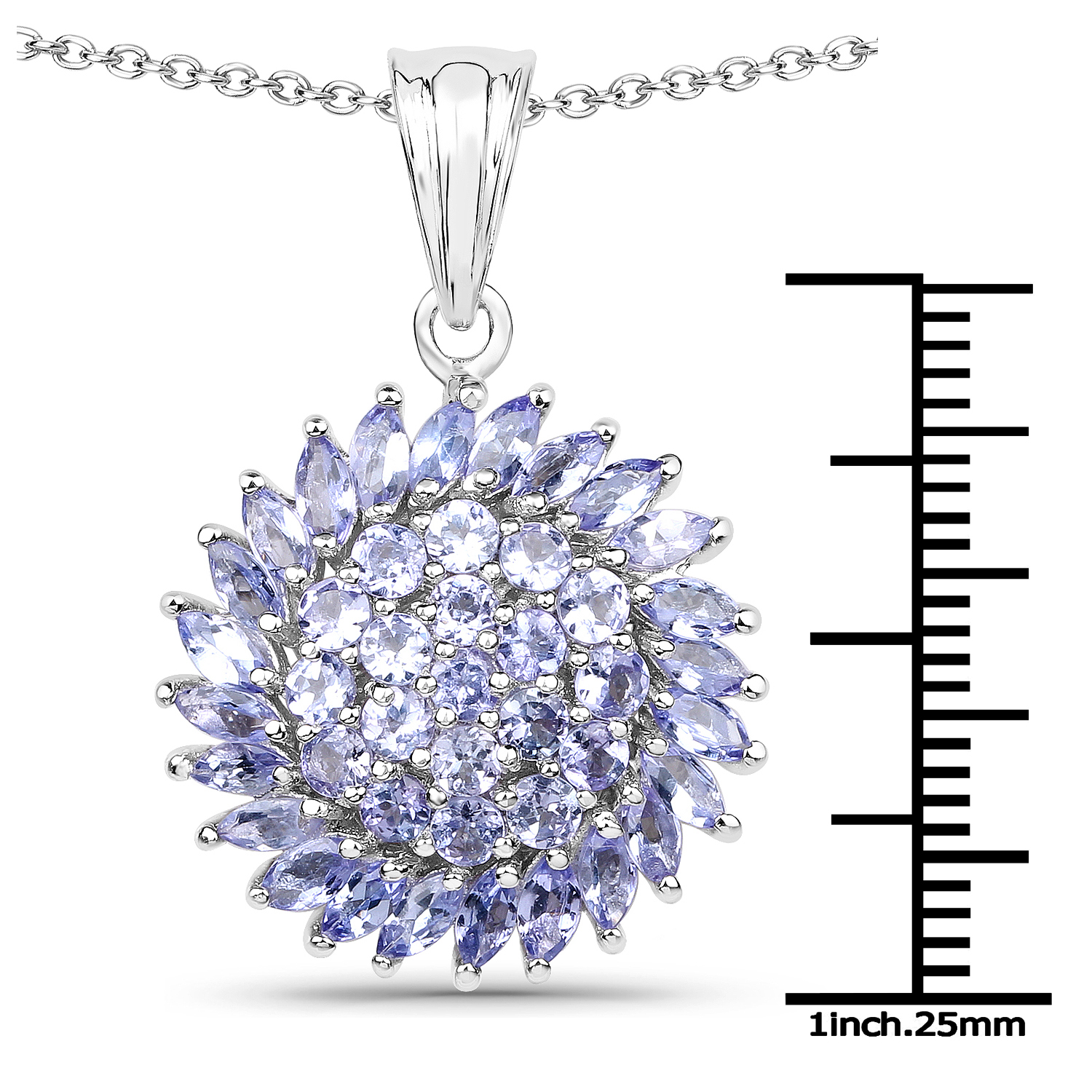 3.25 Carat Genuine Tanzanite .925 Sterling Silver Pendant