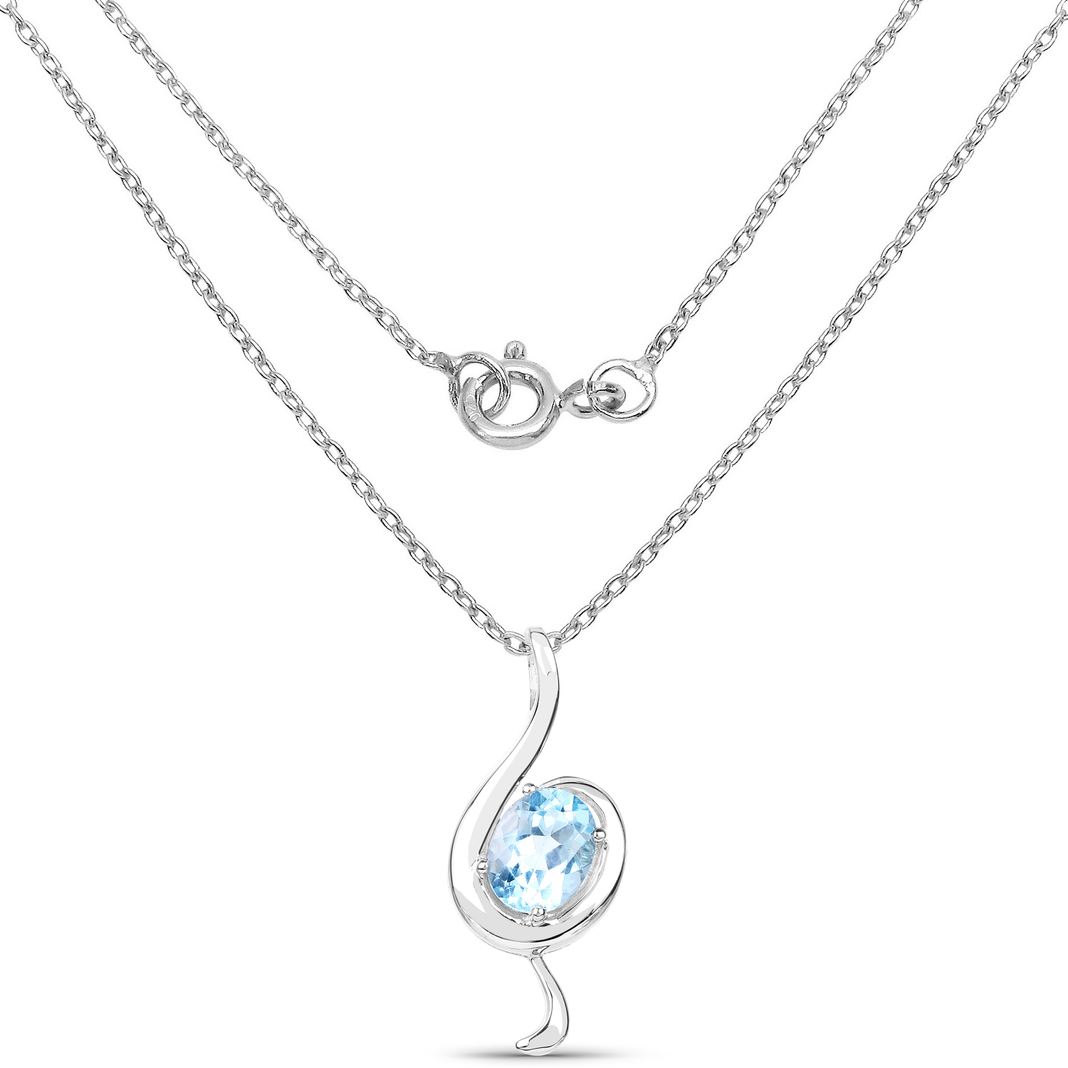 2.55 Carat Genuine Blue Topaz .925 Sterling Silver Pendant
