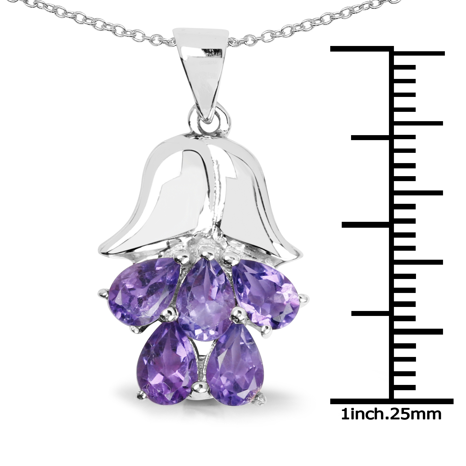 1.85 Carat Genuine Amethyst .925 Sterling Silver Pendant