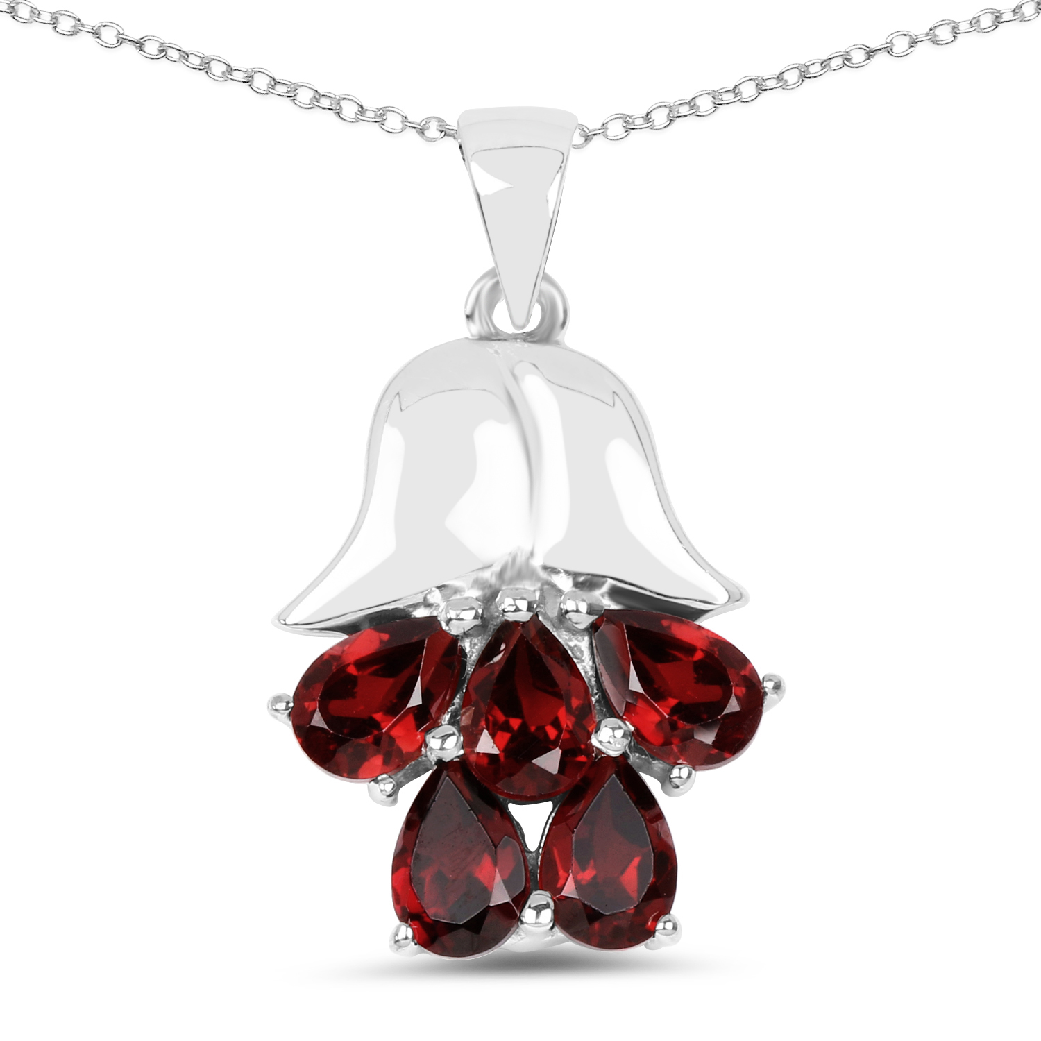 2.25 Carat Genuine Garnet .925 Sterling Silver Pendant