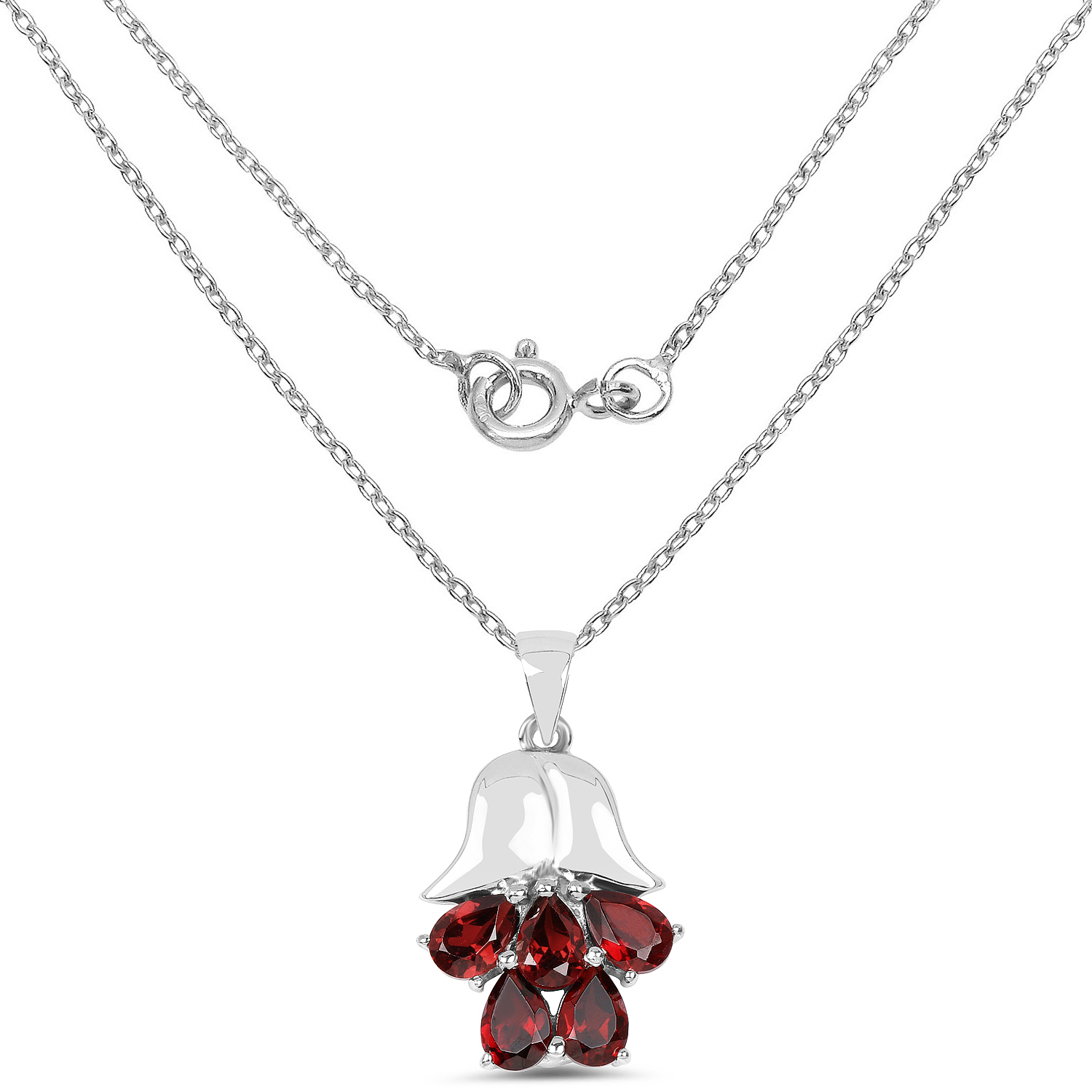 2.25 Carat Genuine Garnet .925 Sterling Silver Pendant