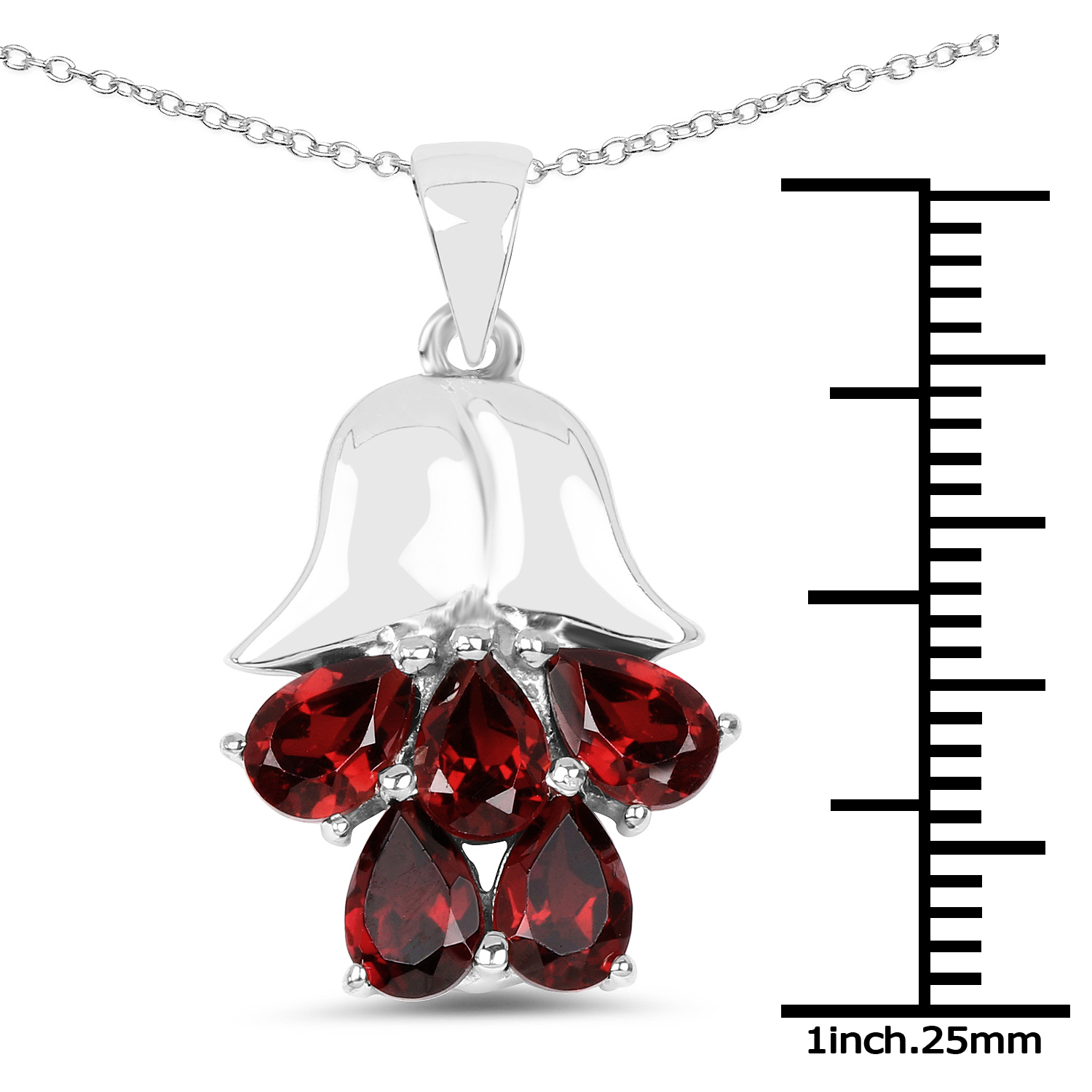 2.25 Carat Genuine Garnet .925 Sterling Silver Pendant