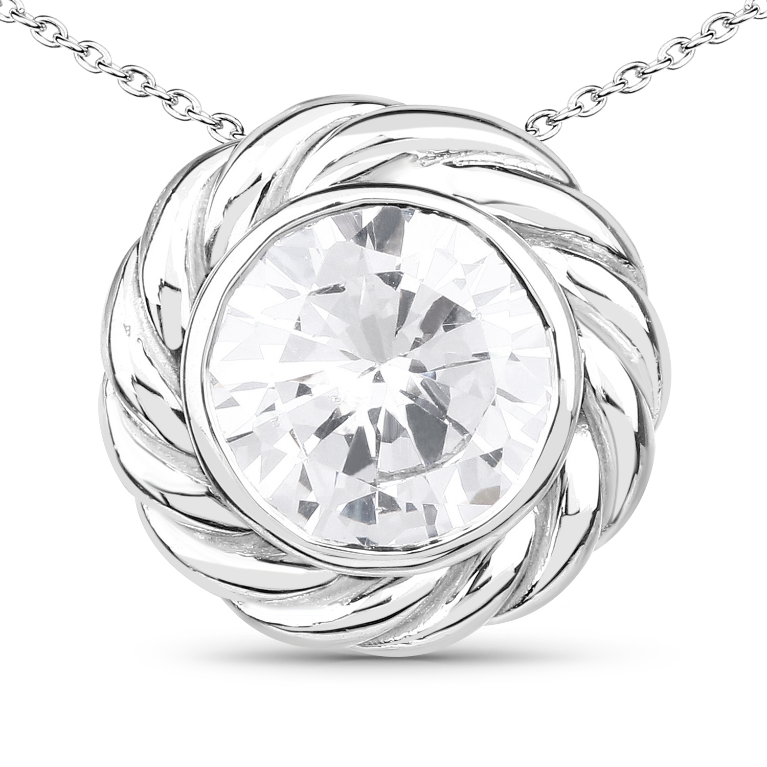6.21 Carat Genuine White Cubic Zirconia .925 Sterling Silver Pendant