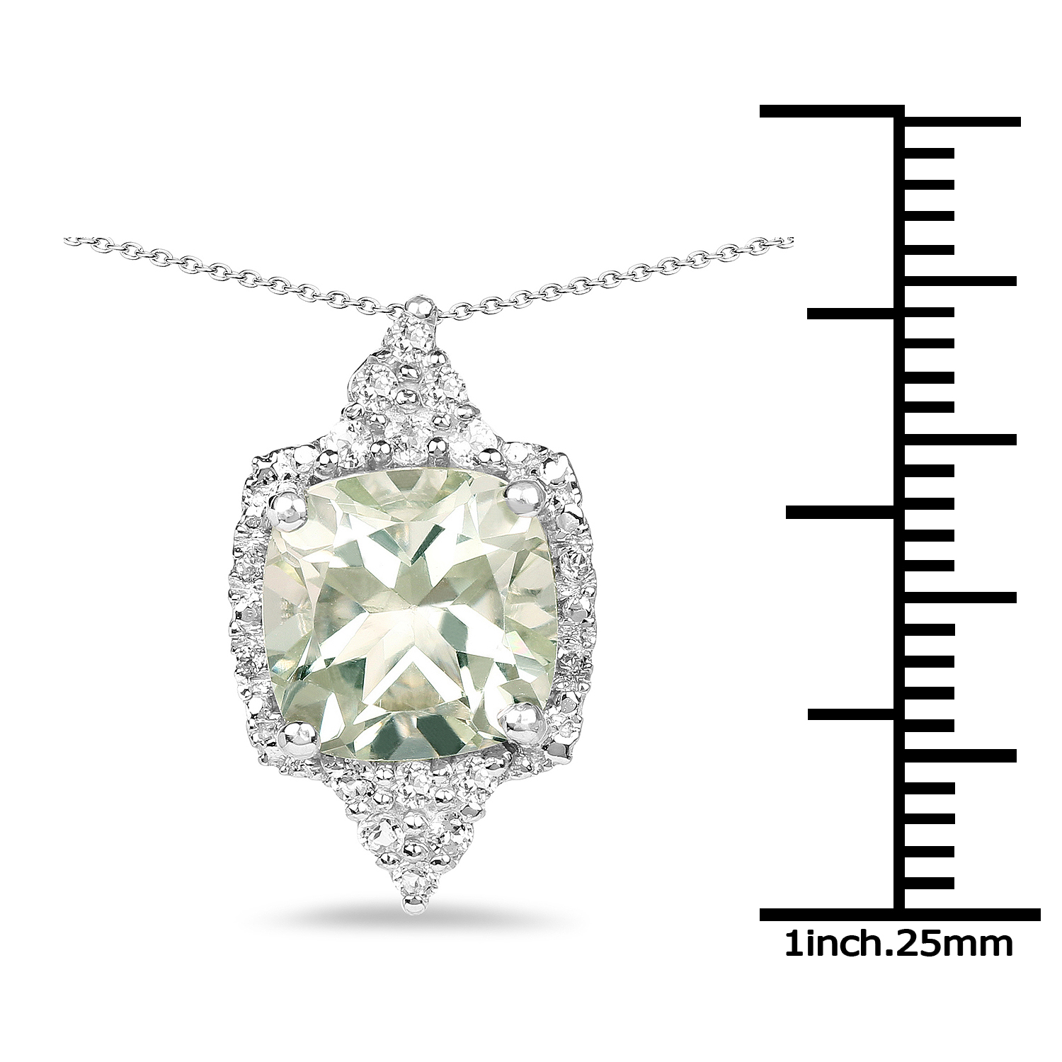 3.78 Carat Genuine Green Amethyst & White Topaz .925 Sterling Silver Pendant