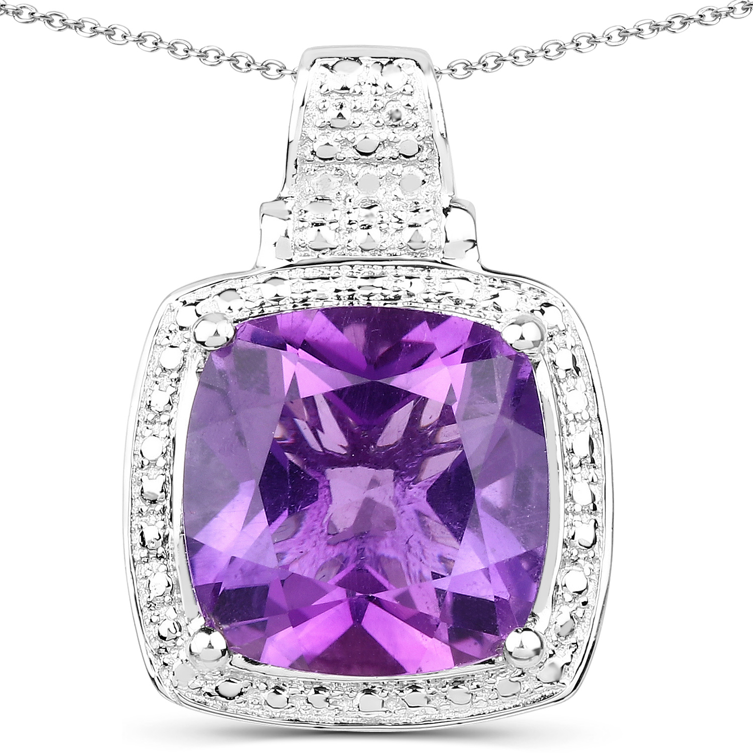 5.85 Carat Genuine Amethyst .925 Sterling Silver Pendant
