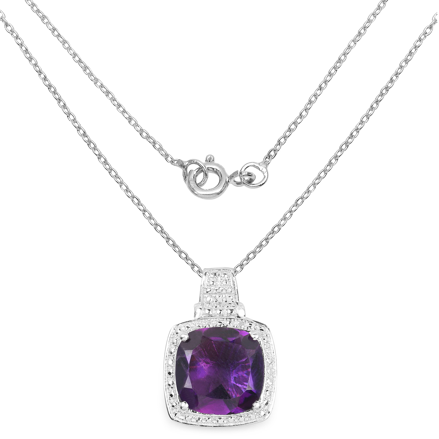 5.85 Carat Genuine Amethyst .925 Sterling Silver Pendant