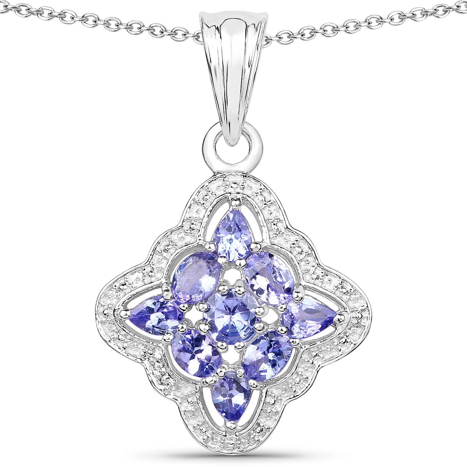 1.47 Carat Genuine Tanzanite .925 Sterling Silver Pendant