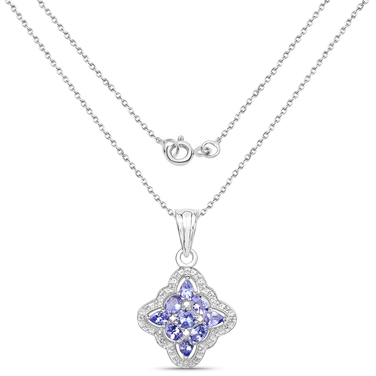 1.47 Carat Genuine Tanzanite .925 Sterling Silver Pendant
