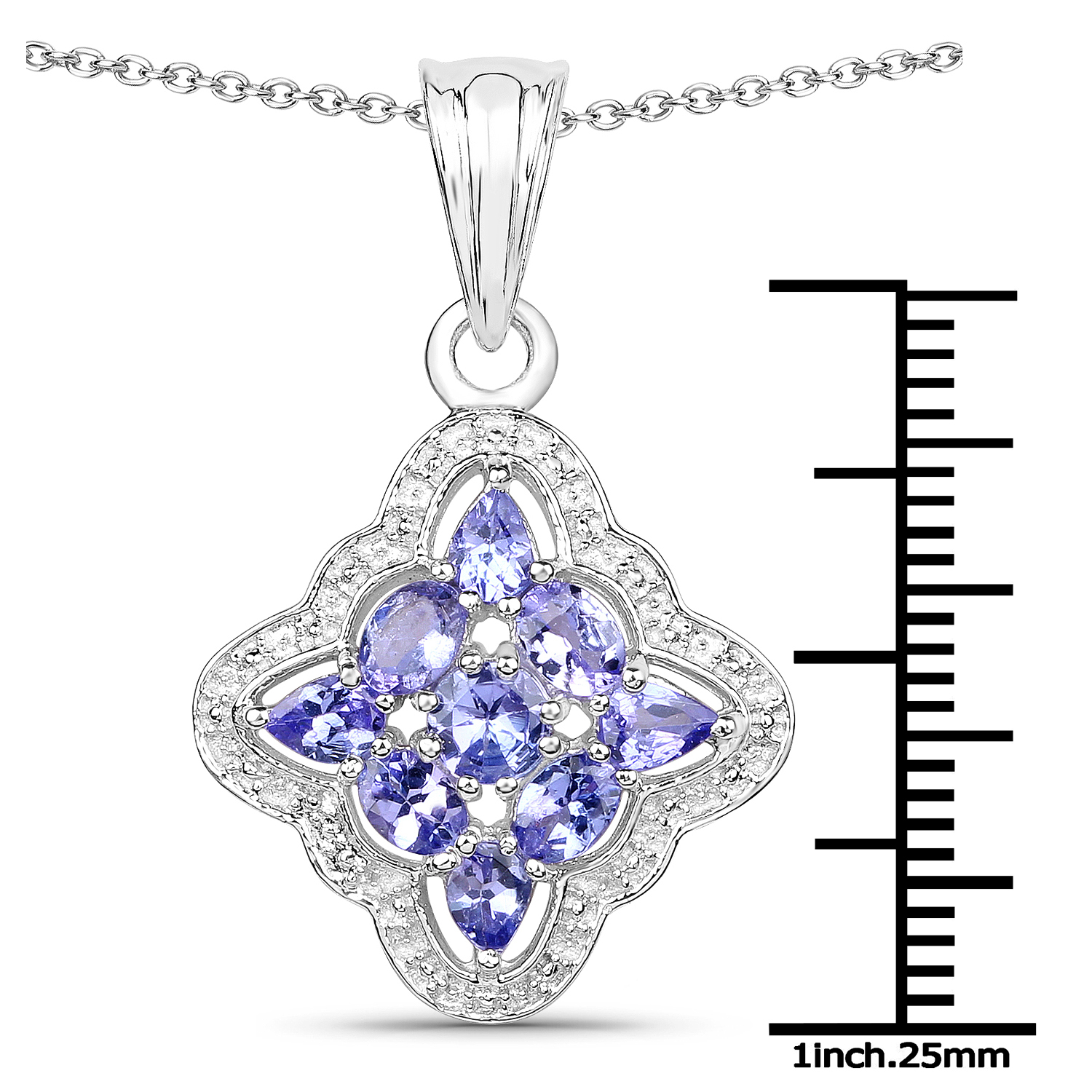1.47 Carat Genuine Tanzanite .925 Sterling Silver Pendant