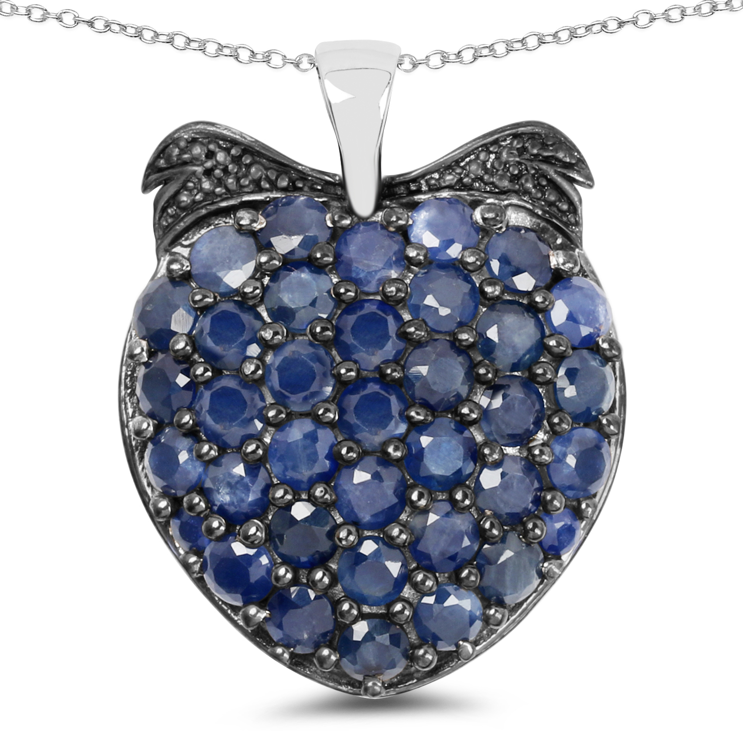 4.17 Carat Genuine Blue Sapphire .925 Sterling Silver Pendant