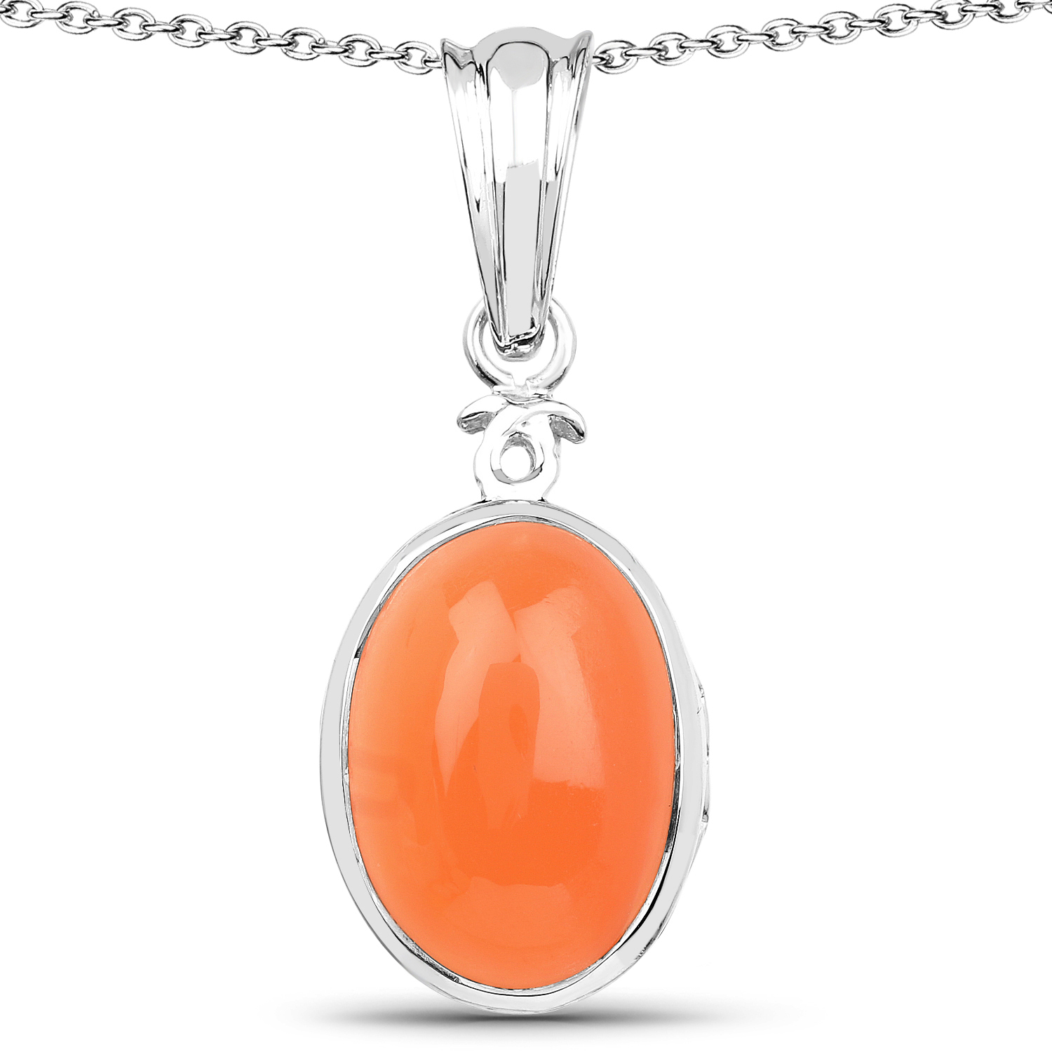 6.00 Carat Genuine Peach Moonstone .925 Sterling Silver Pendant