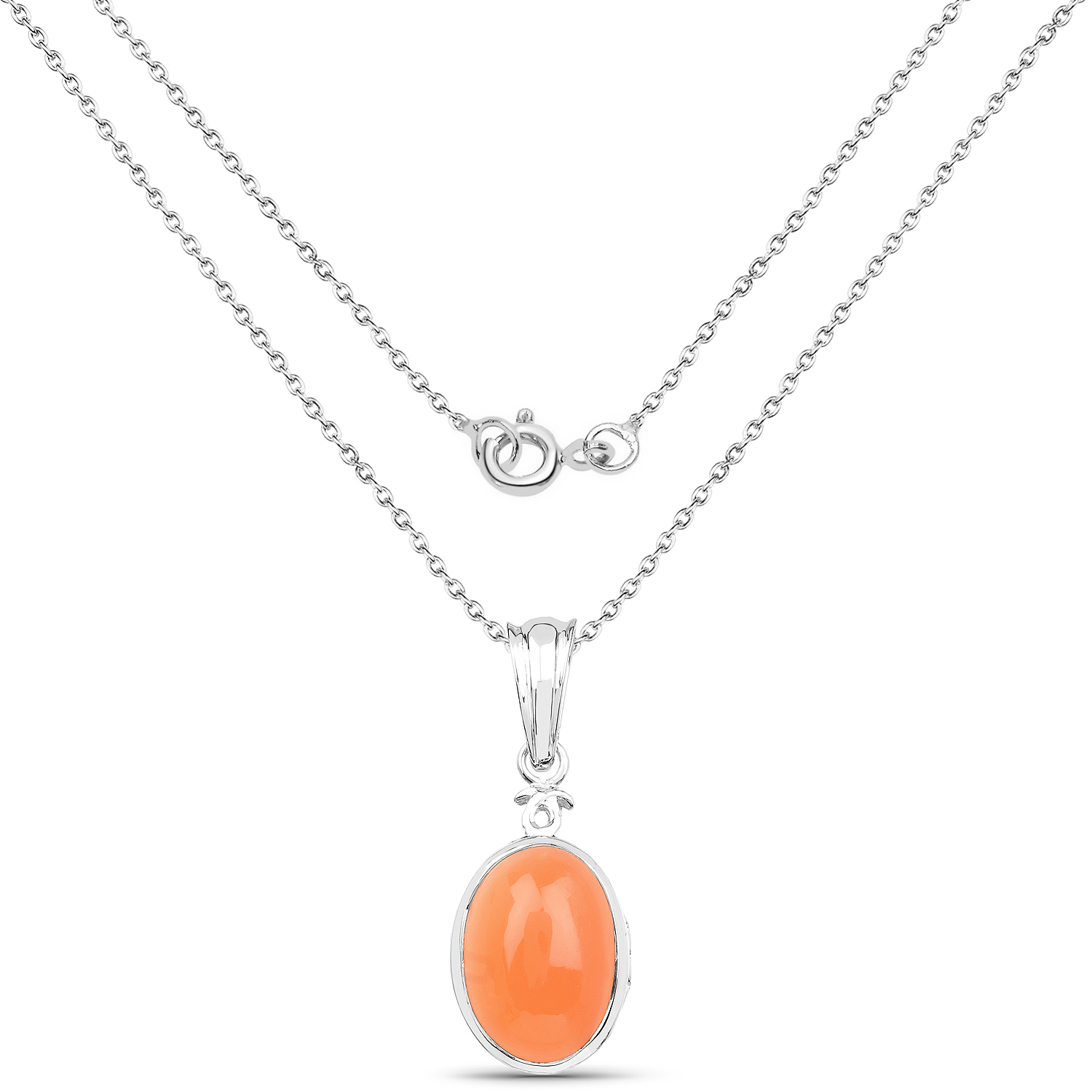 6.00 Carat Genuine Peach Moonstone .925 Sterling Silver Pendant