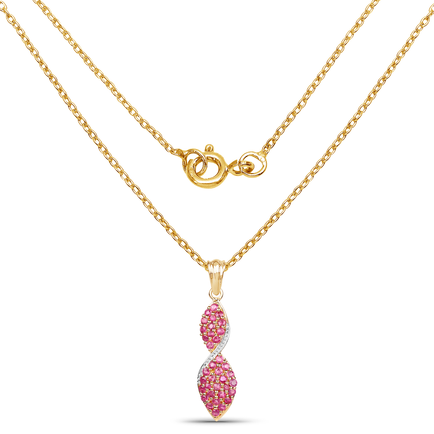 14K Yellow Gold Plated 1.74 Carat Genuine Ruby .925 Sterling Silver Pendant