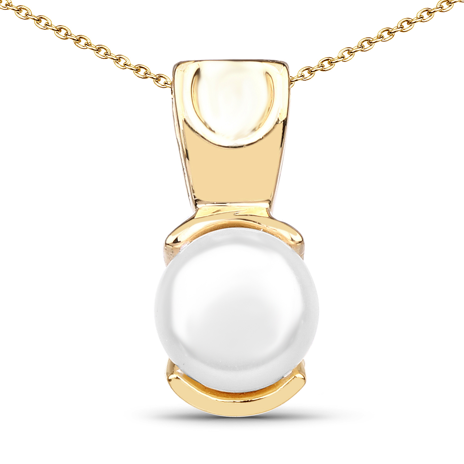 14K Yellow Gold Plated 1.50 Carat Genuine Pearl .925 Sterling Silver Pendant