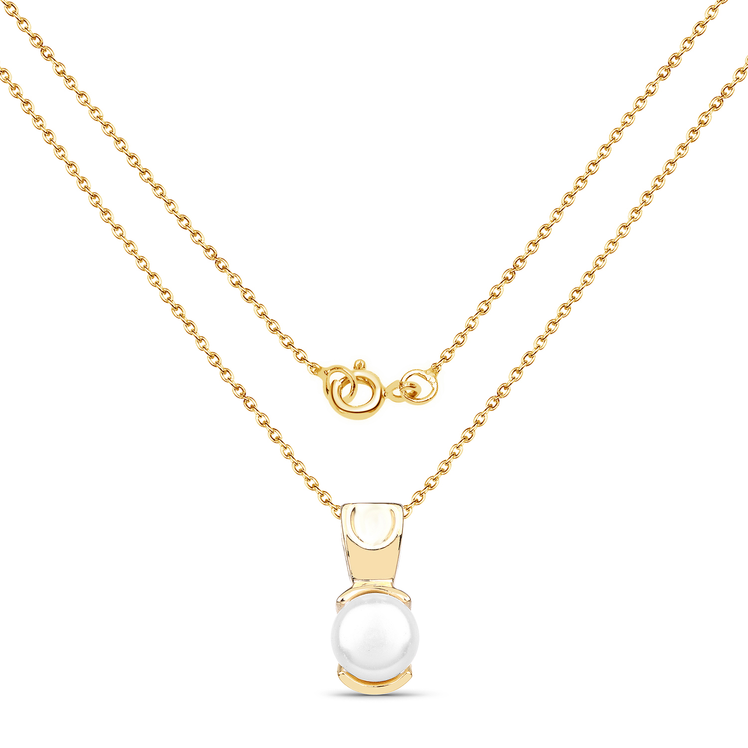 14K Yellow Gold Plated 1.50 Carat Genuine Pearl .925 Sterling Silver Pendant