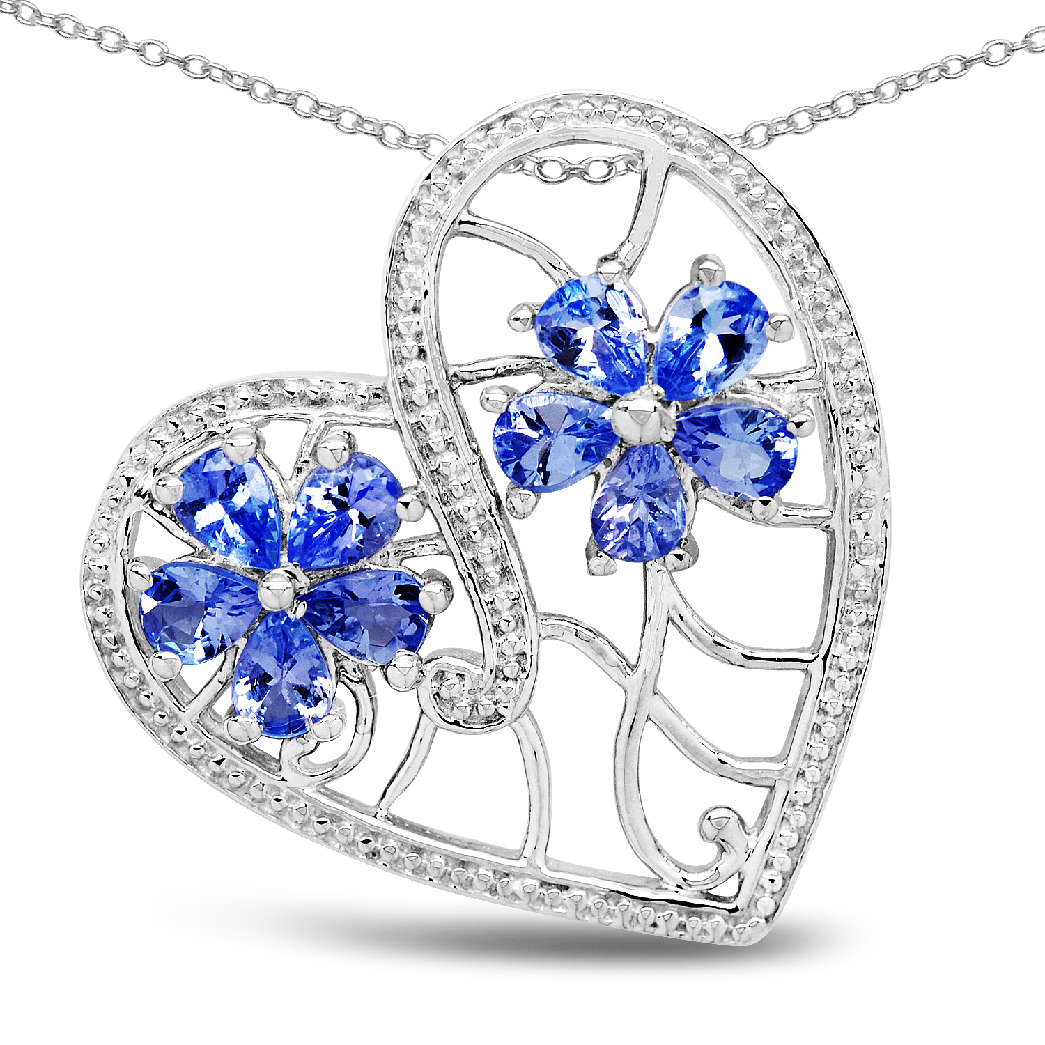 1.40 Carat Genuine Tanzanite .925 Sterling Silver Pendant