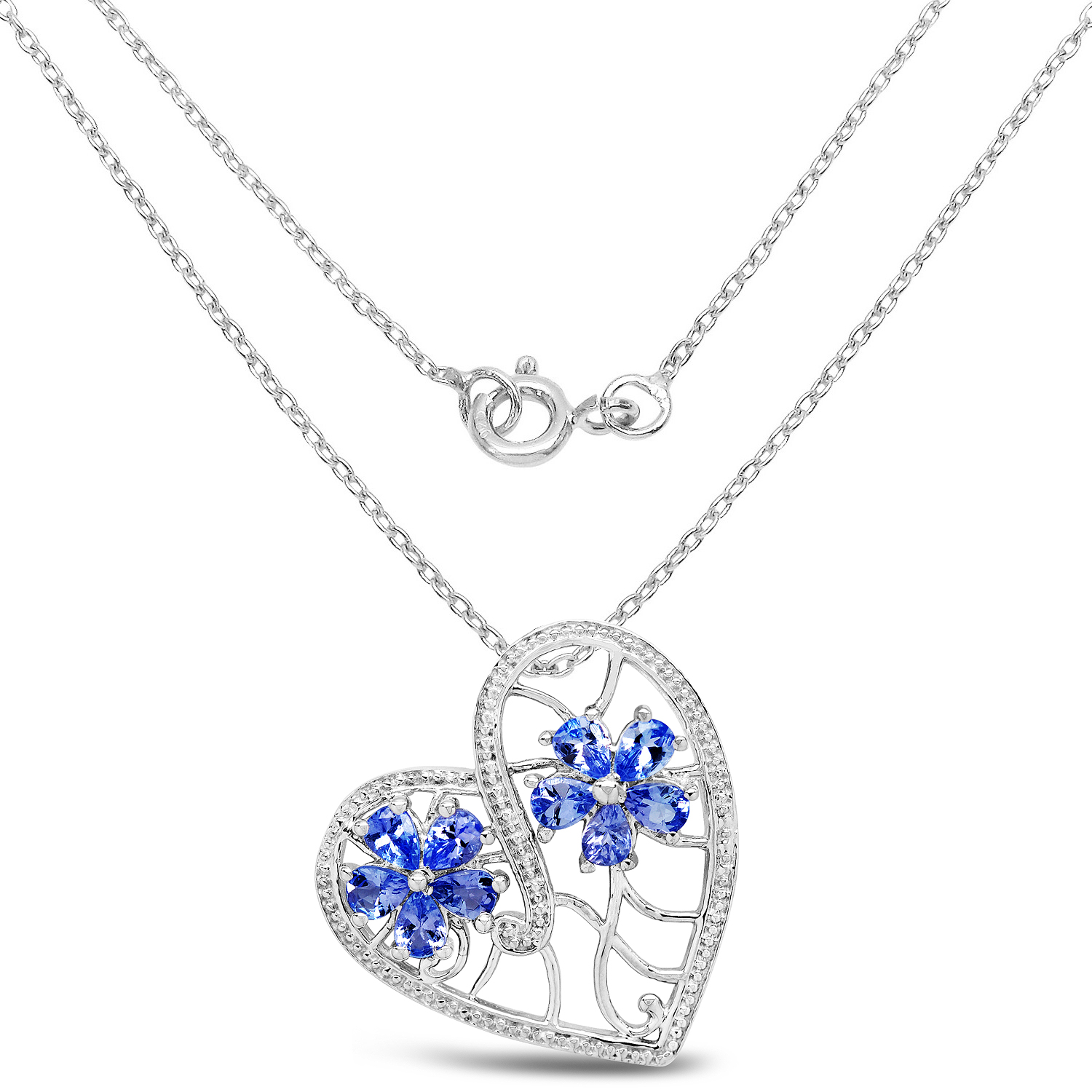 1.40 Carat Genuine Tanzanite .925 Sterling Silver Pendant
