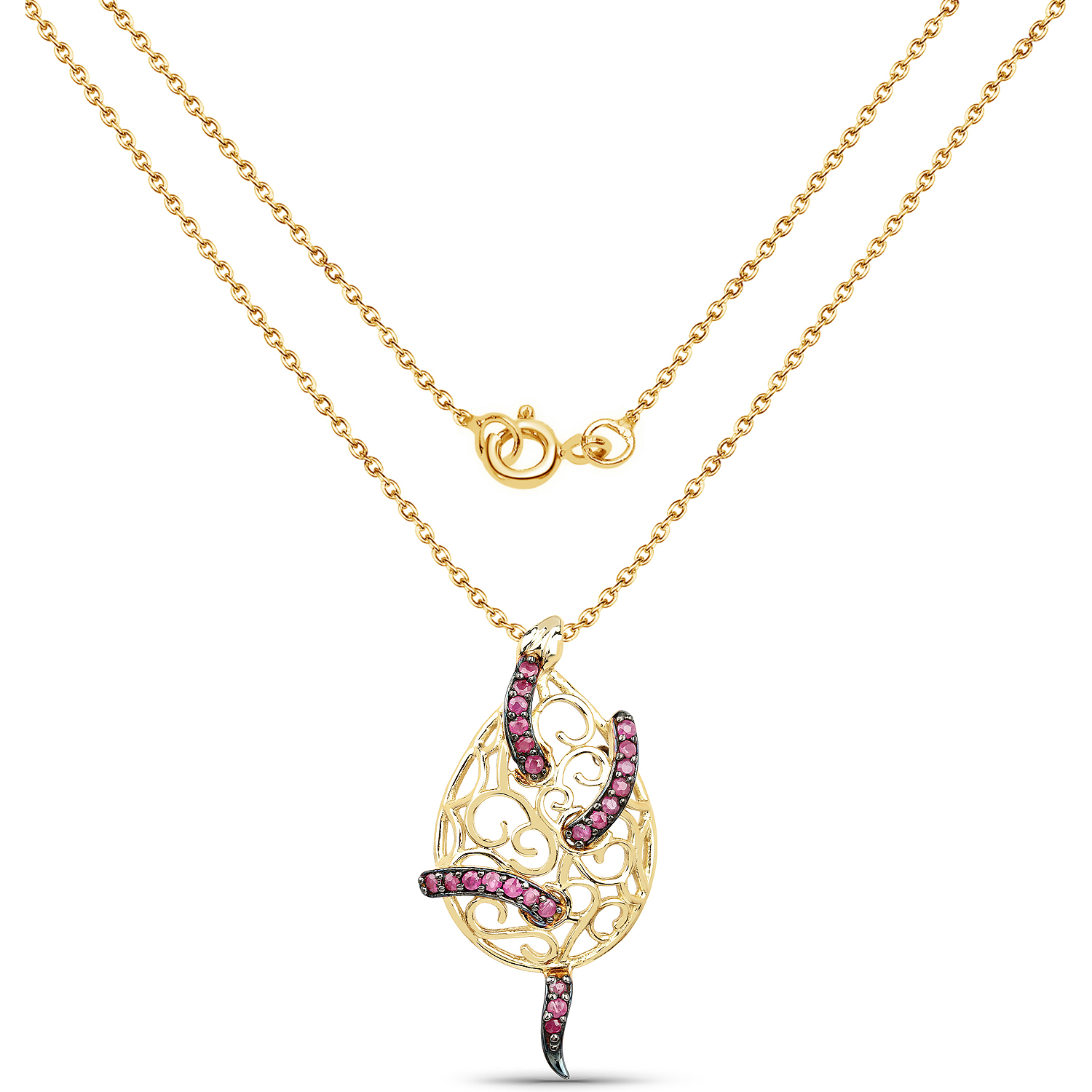 14K Yellow Gold Plated 0.79 Carat Genuine Ruby .925 Sterling Silver Pendant