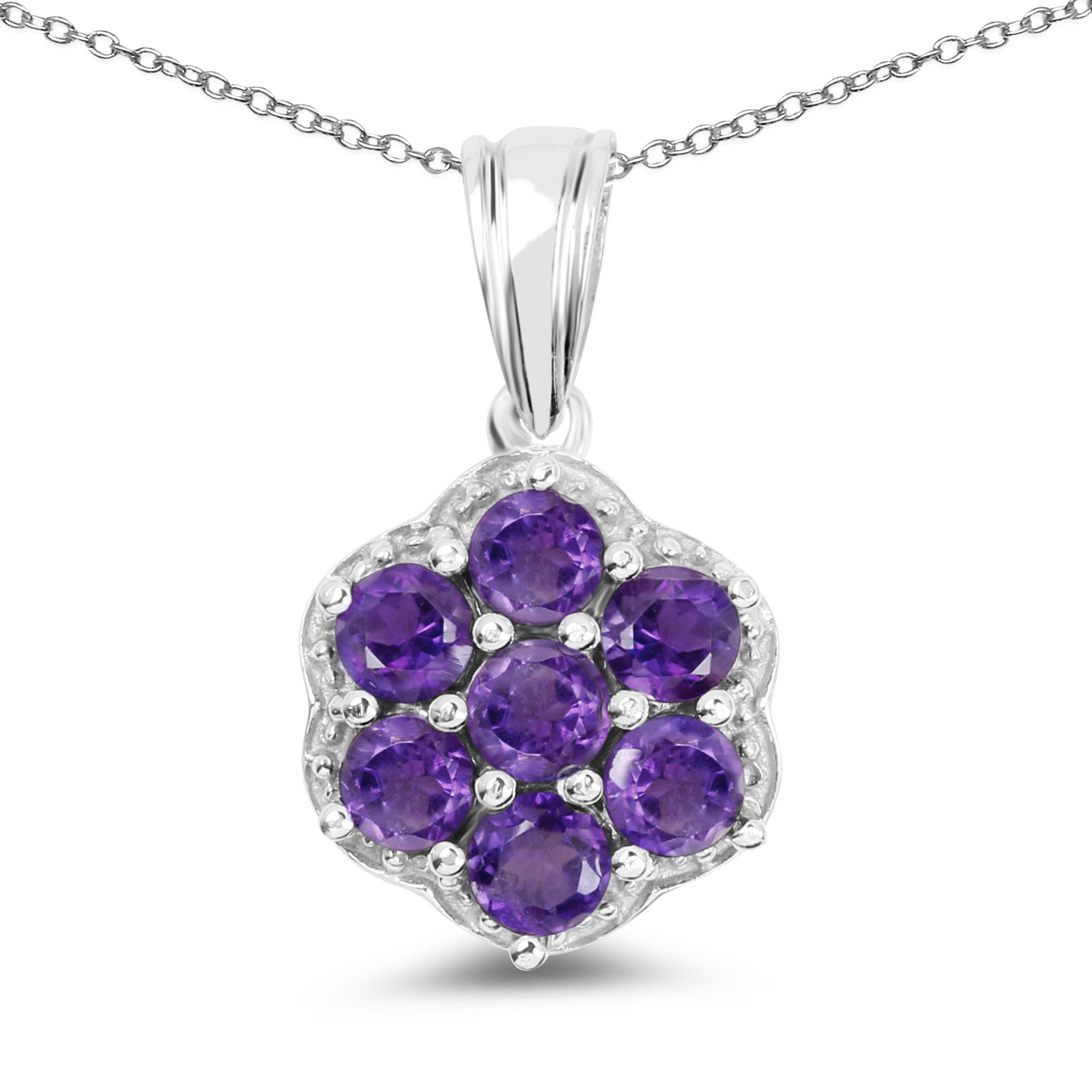 1.68 Carat Genuine Amethyst .925 Sterling Silver Pendant