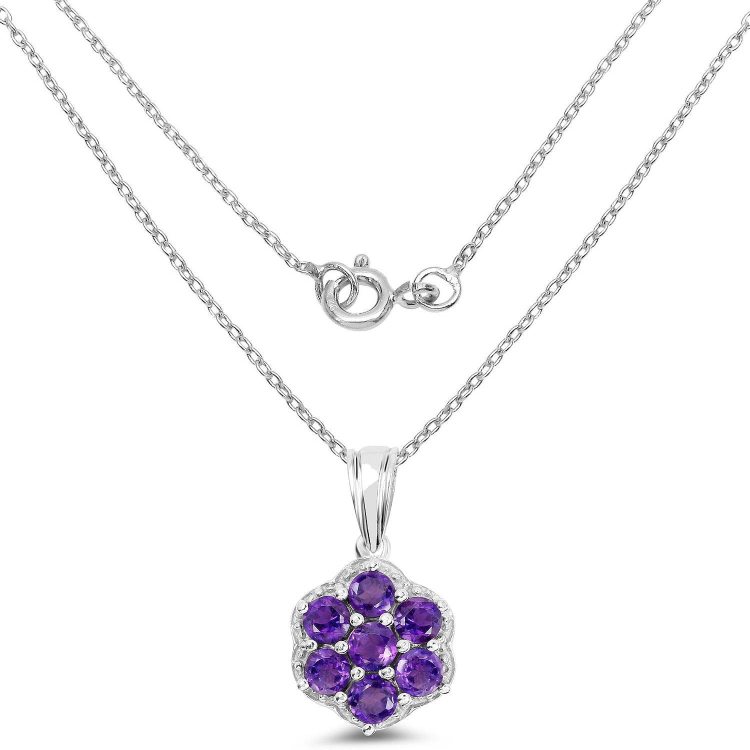 1.68 Carat Genuine Amethyst .925 Sterling Silver Pendant