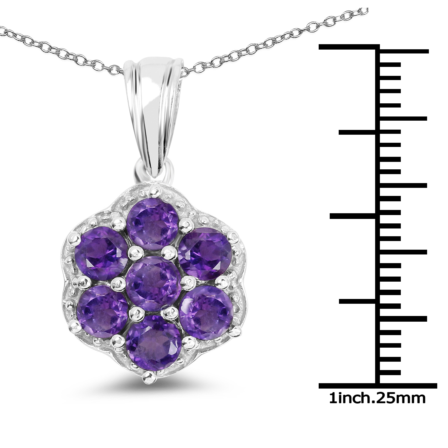 1.68 Carat Genuine Amethyst .925 Sterling Silver Pendant