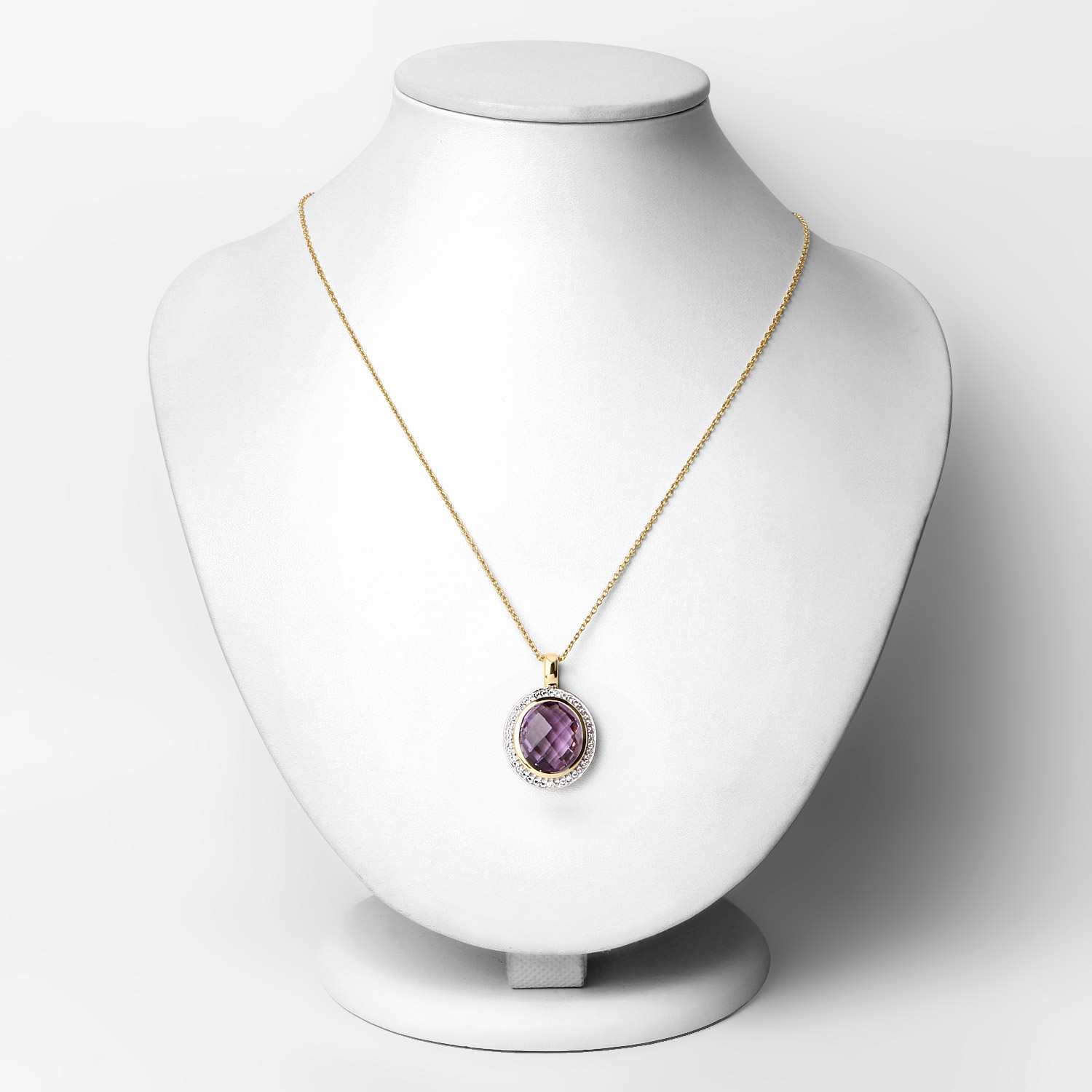 5.55 Carat Genuine Amethyst and White Topaz .925 Sterling Silver Pendant