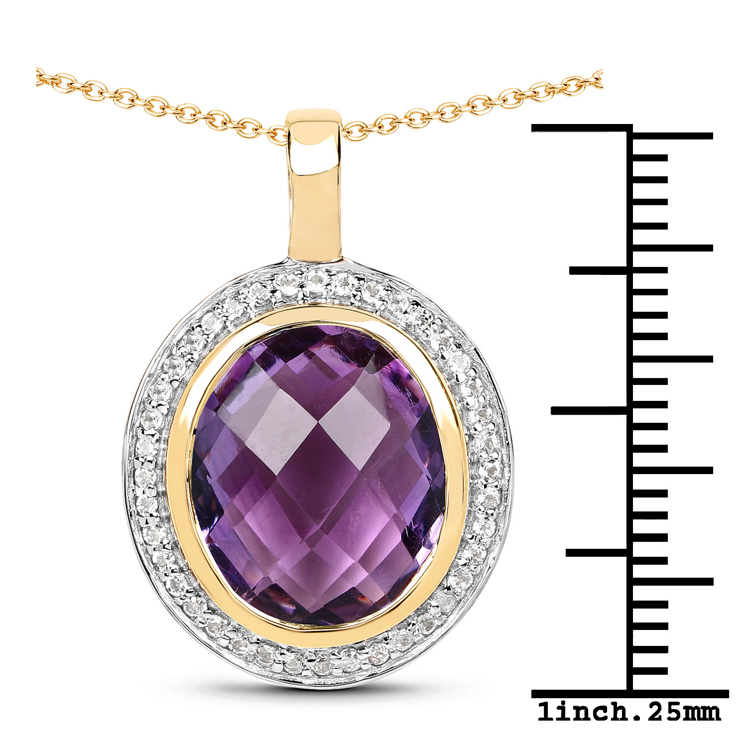 5.55 Carat Genuine Amethyst and White Topaz .925 Sterling Silver Pendant