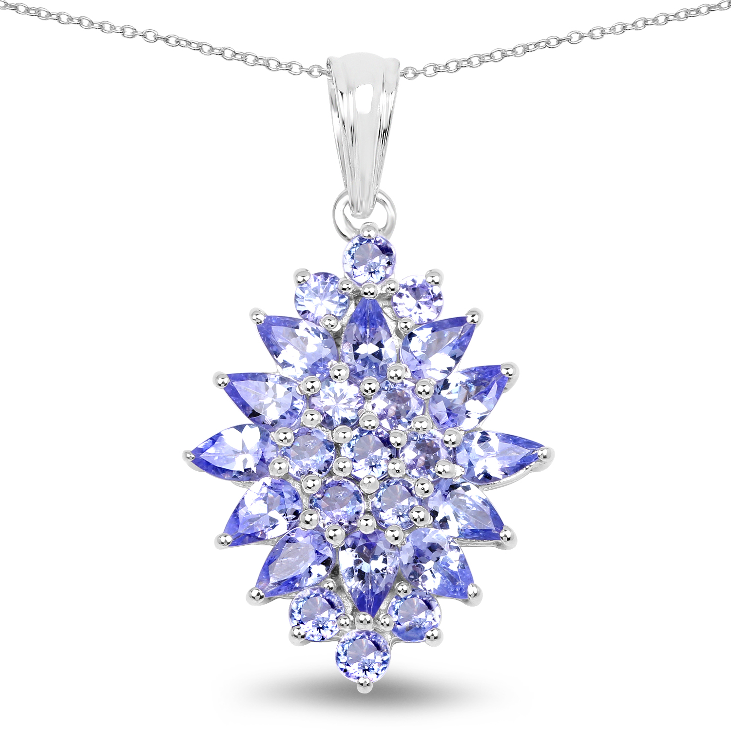 3.82 Carat Genuine Tanzanite .925 Sterling Silver Pendant