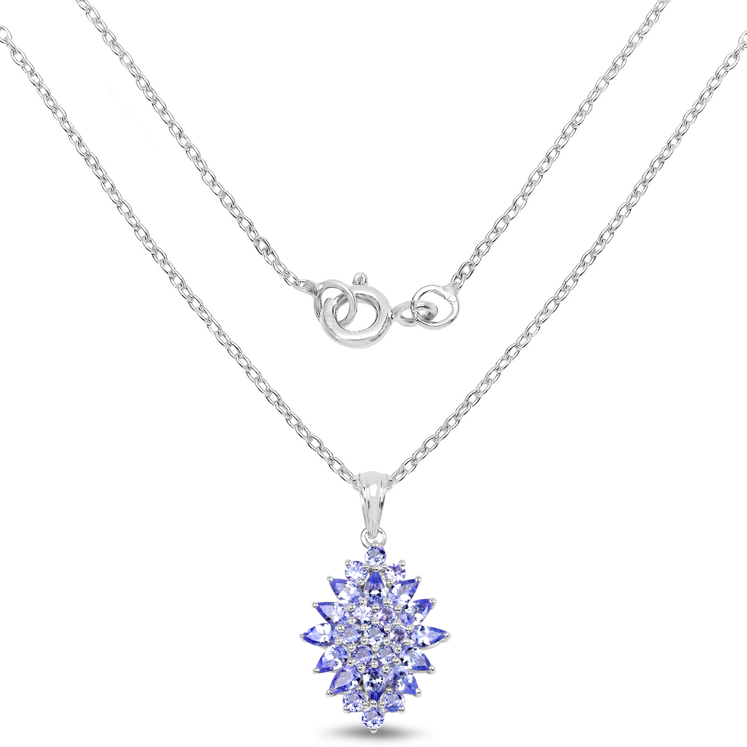 3.82 Carat Genuine Tanzanite .925 Sterling Silver Pendant