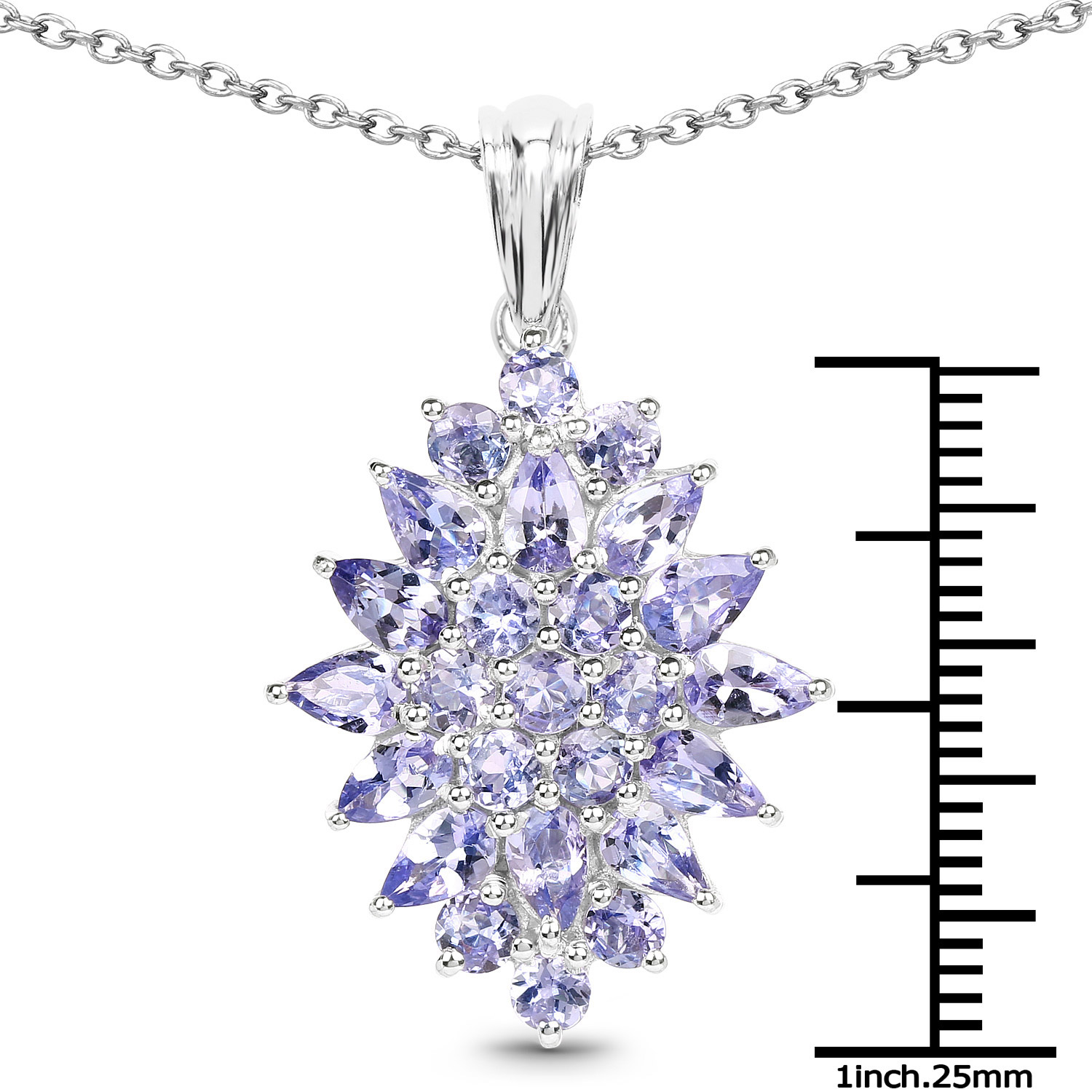 3.82 Carat Genuine Tanzanite .925 Sterling Silver Pendant
