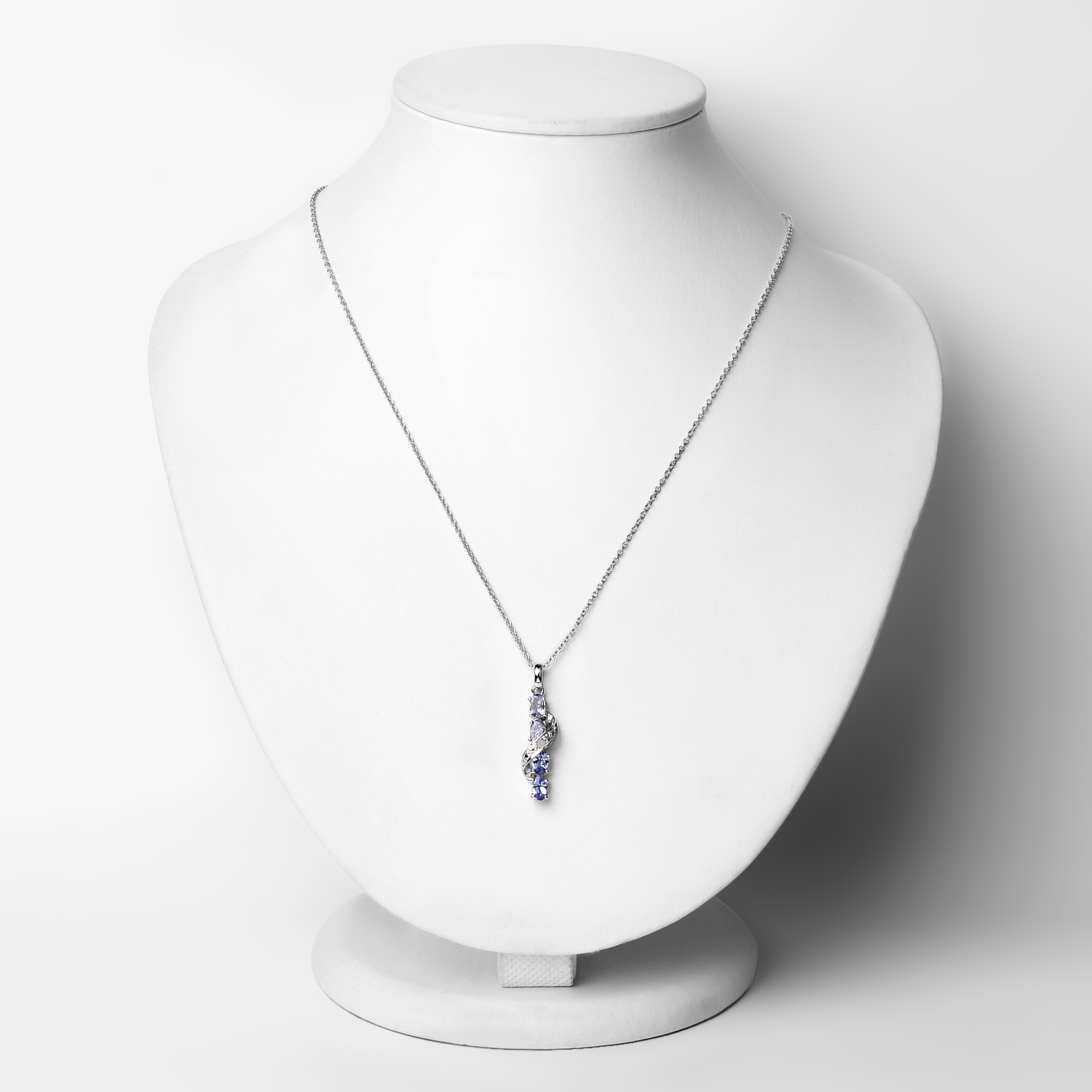 1.02 Carat Genuine Tanzanite and White Diamond .925 Sterling Silver Pendant