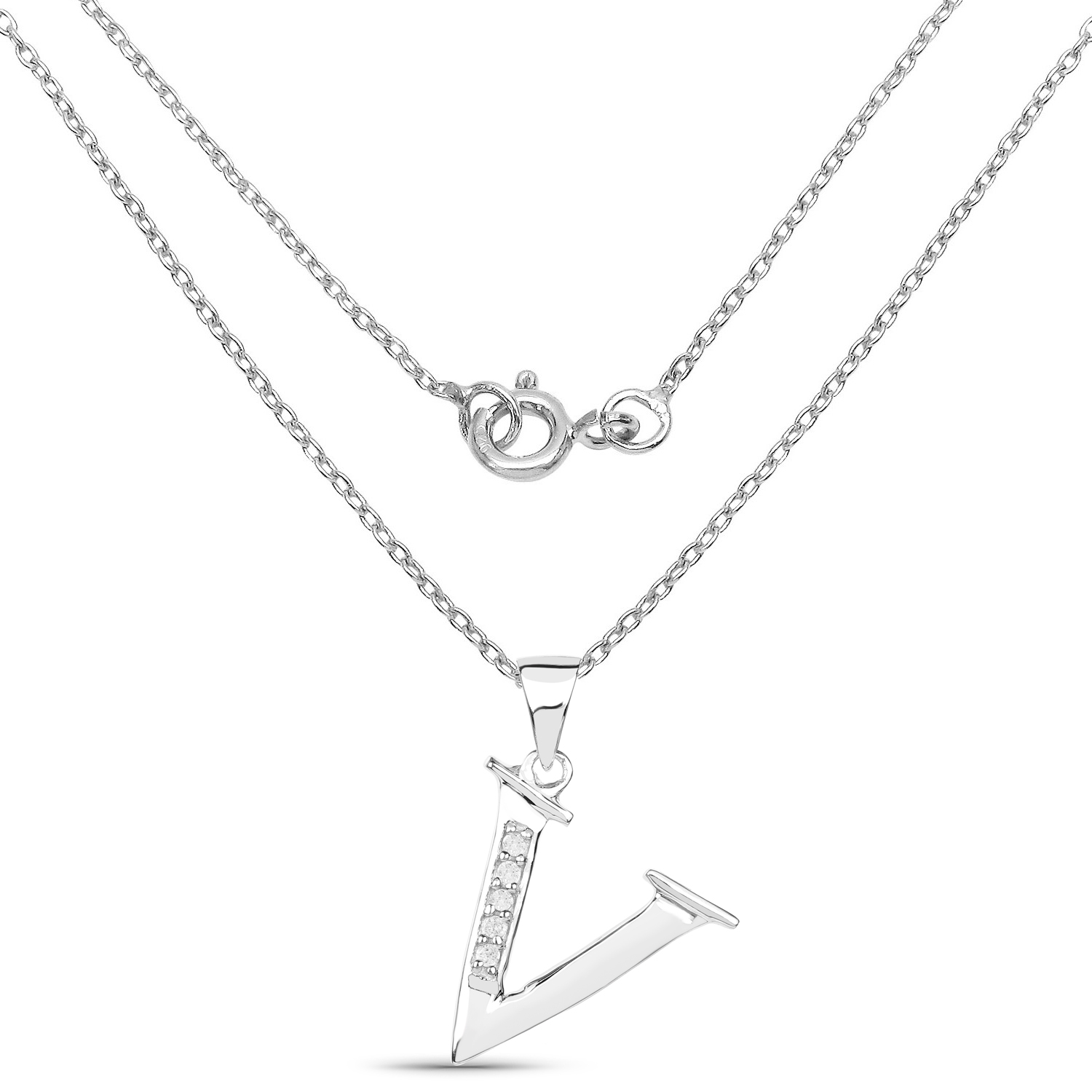 0.06 Carat Genuine White Diamond .925 Sterling Silver Pendant