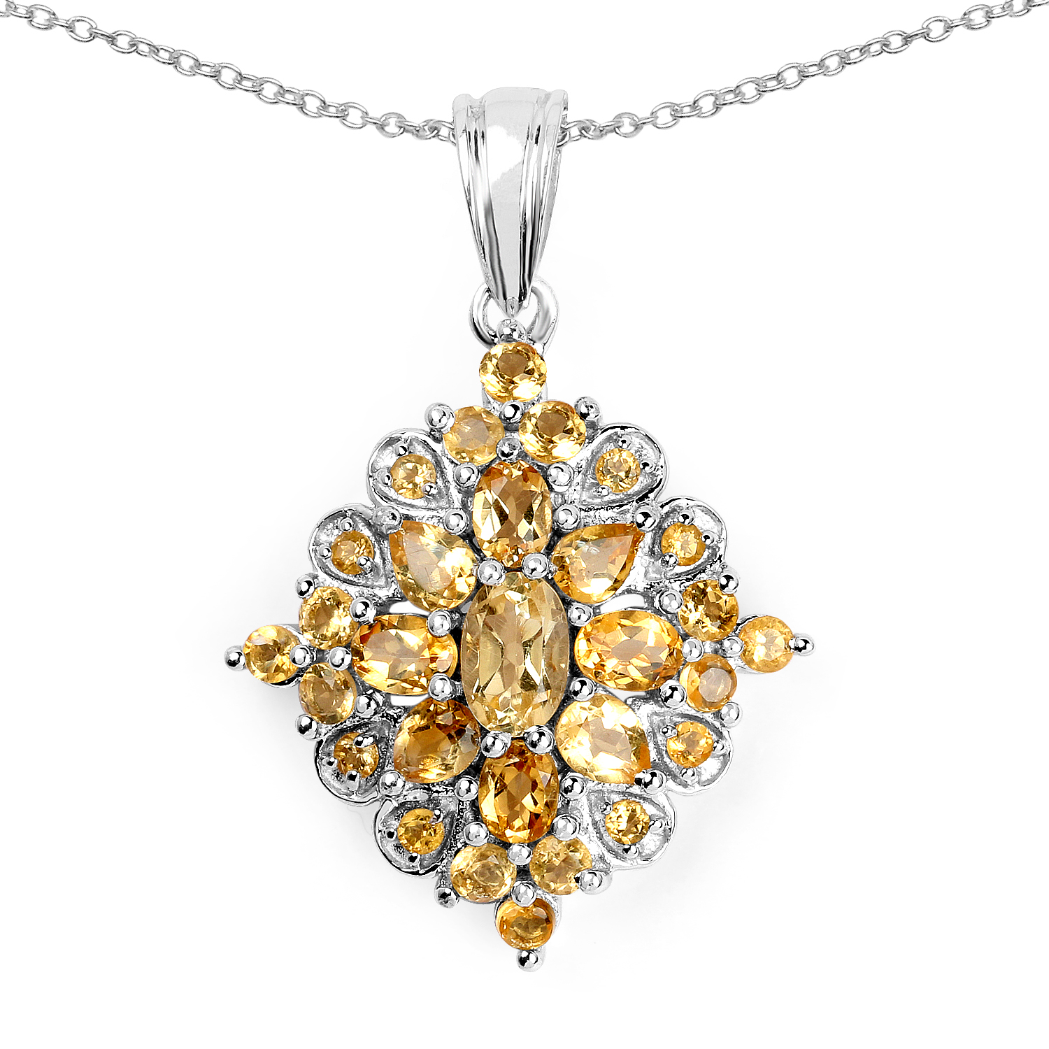 2.63 Carat Genuine Citrine .925 Sterling Silver Pendant