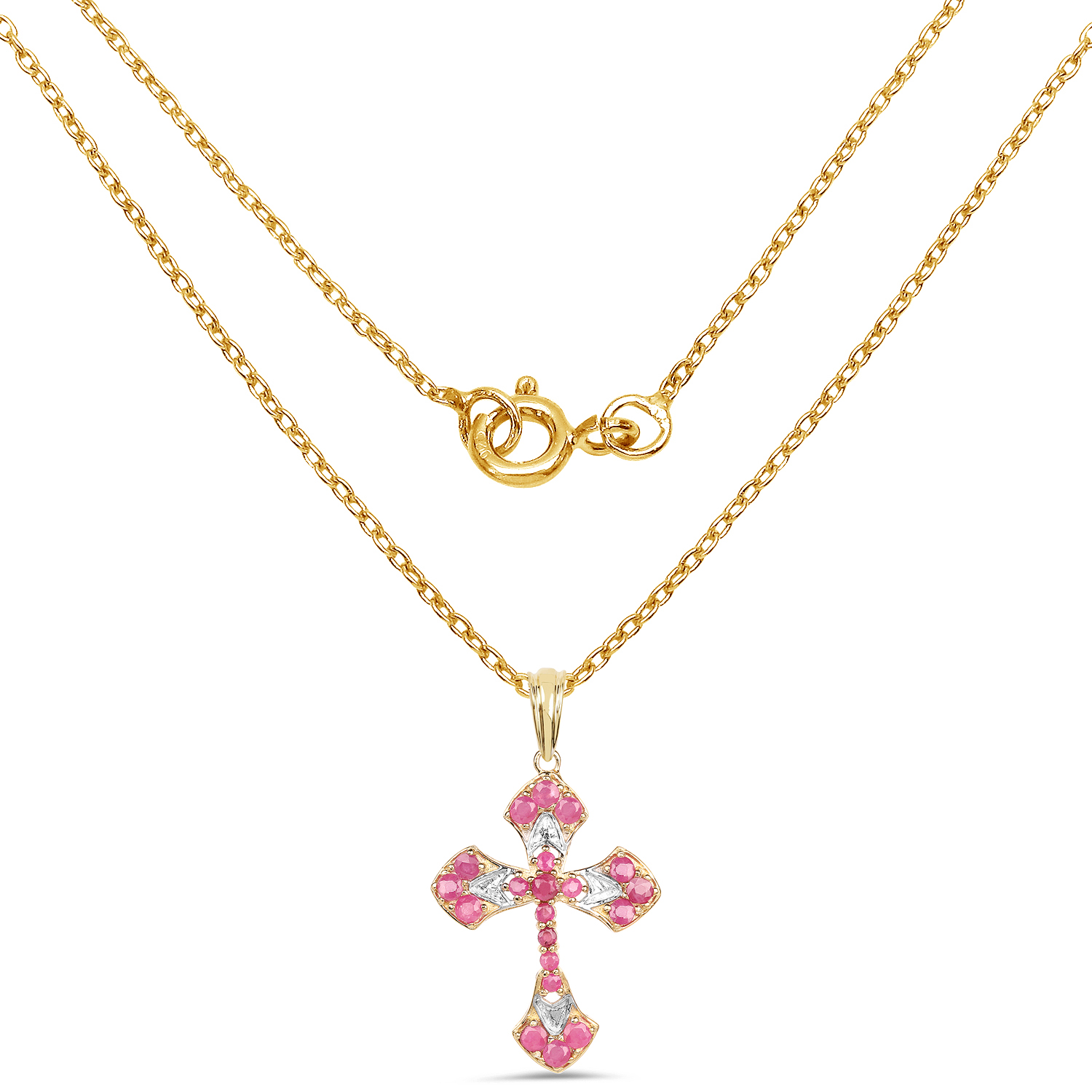 14K Yellow Gold Plated 1.33 Carat Genuine Ruby .925 Sterling Silver Pendant