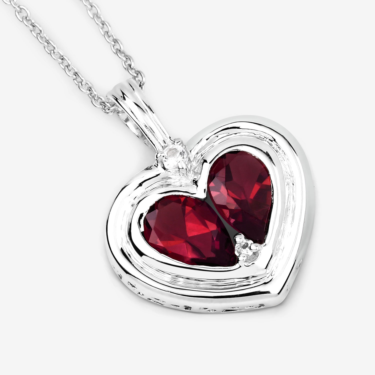 2.66 Carat Genuine Garnet and White Topaz .925 Sterling Silver Pendant