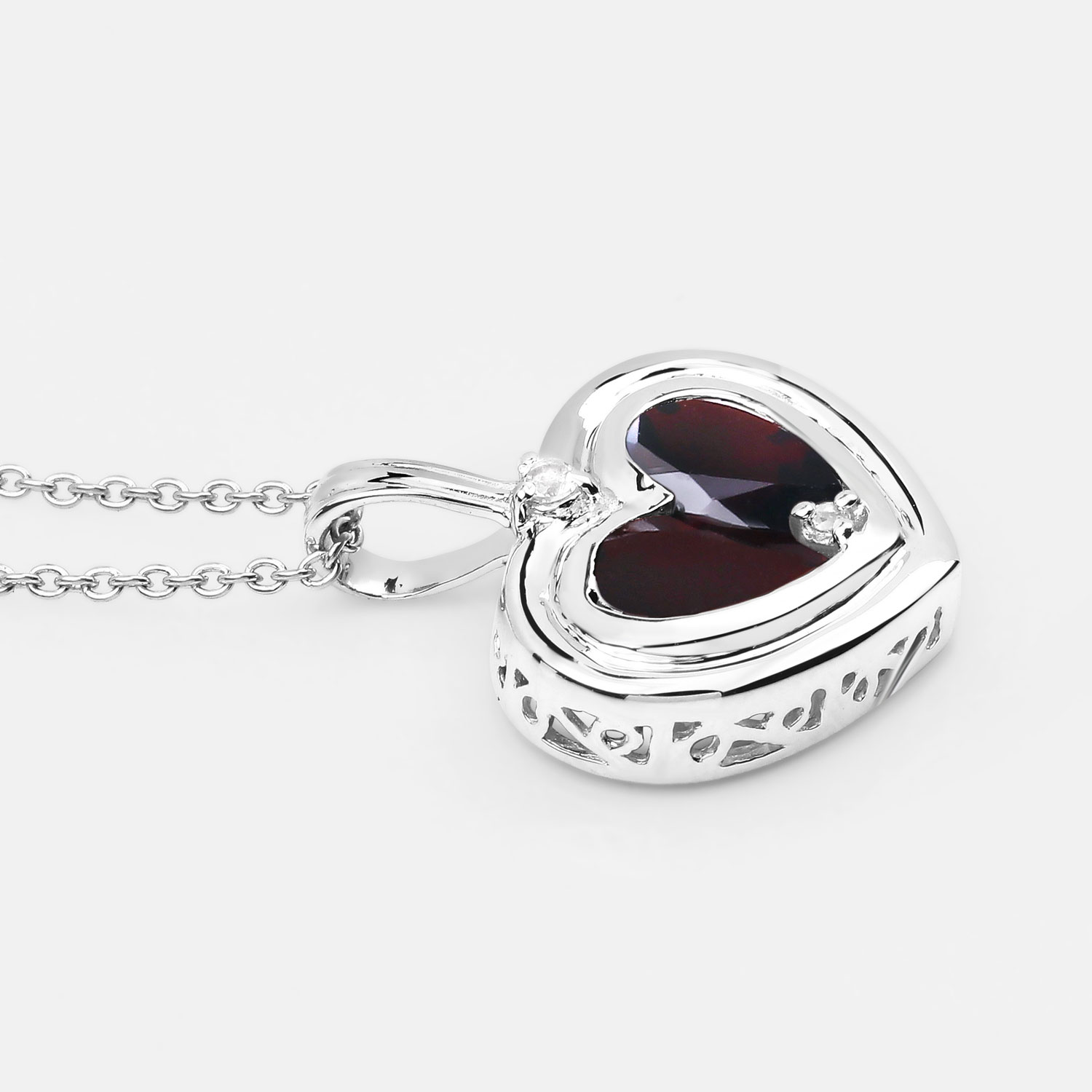 2.66 Carat Genuine Garnet and White Topaz .925 Sterling Silver Pendant