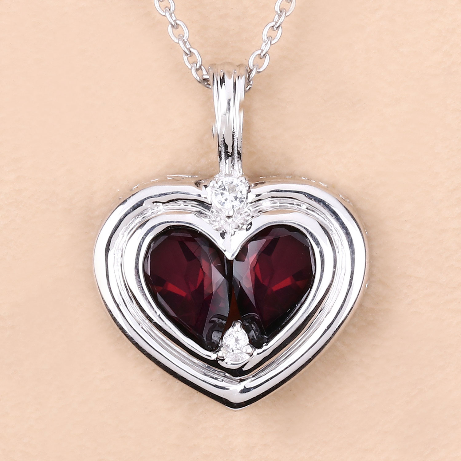 2.66 Carat Genuine Garnet and White Topaz .925 Sterling Silver Pendant