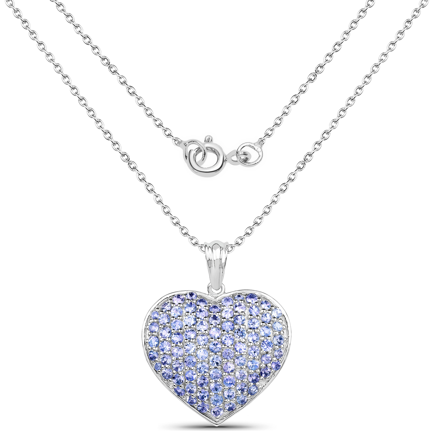 2.43 Carat Genuine Tanzanite .925 Sterling Silver Pendant