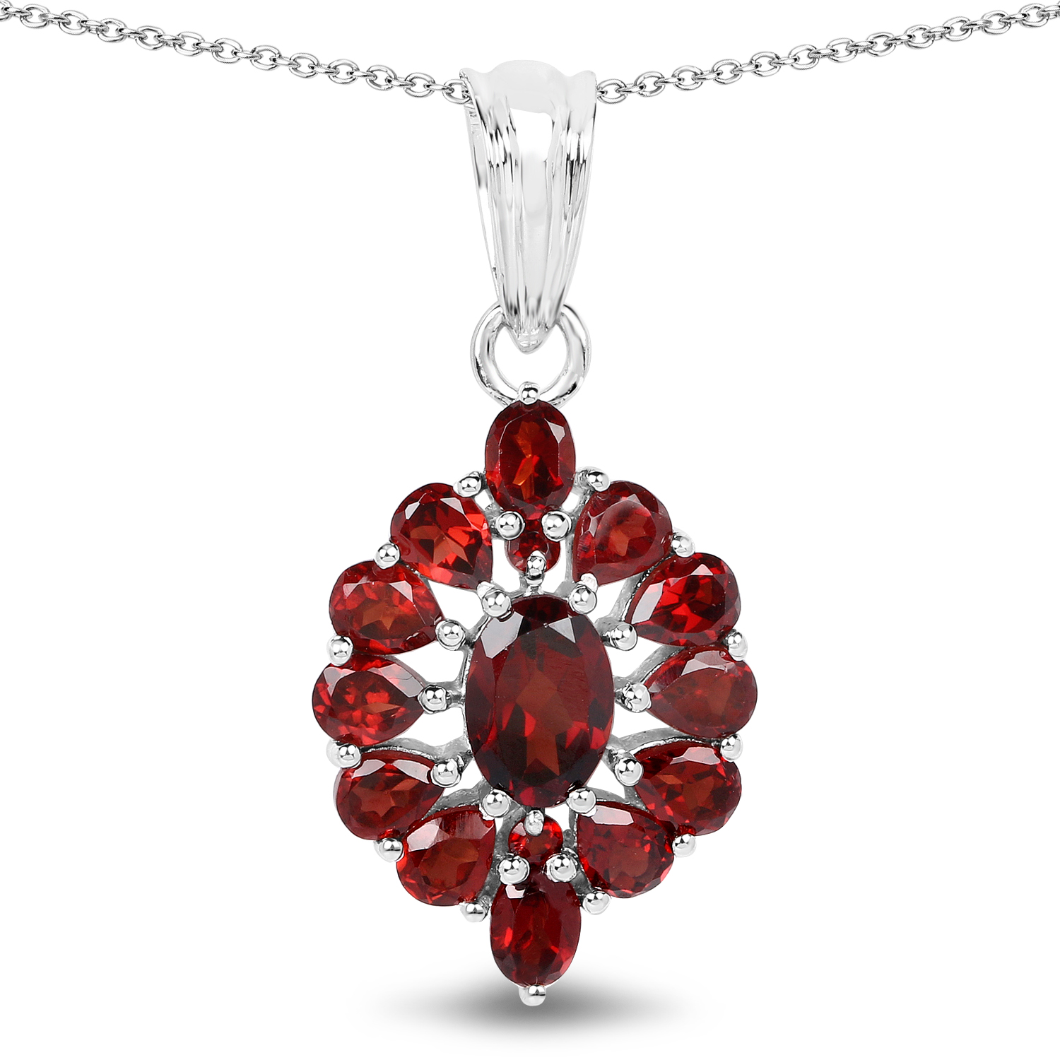 3.10 Carat Genuine Garnet .925 Sterling Silver Pendant