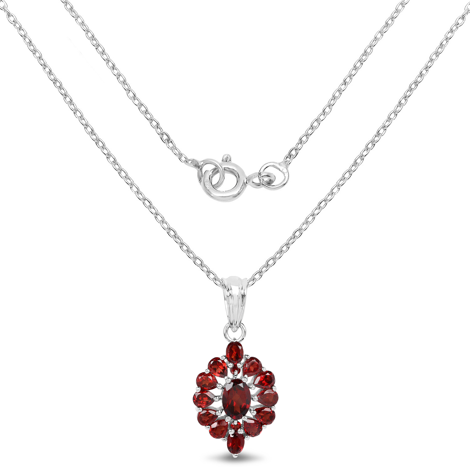 3.10 Carat Genuine Garnet .925 Sterling Silver Pendant