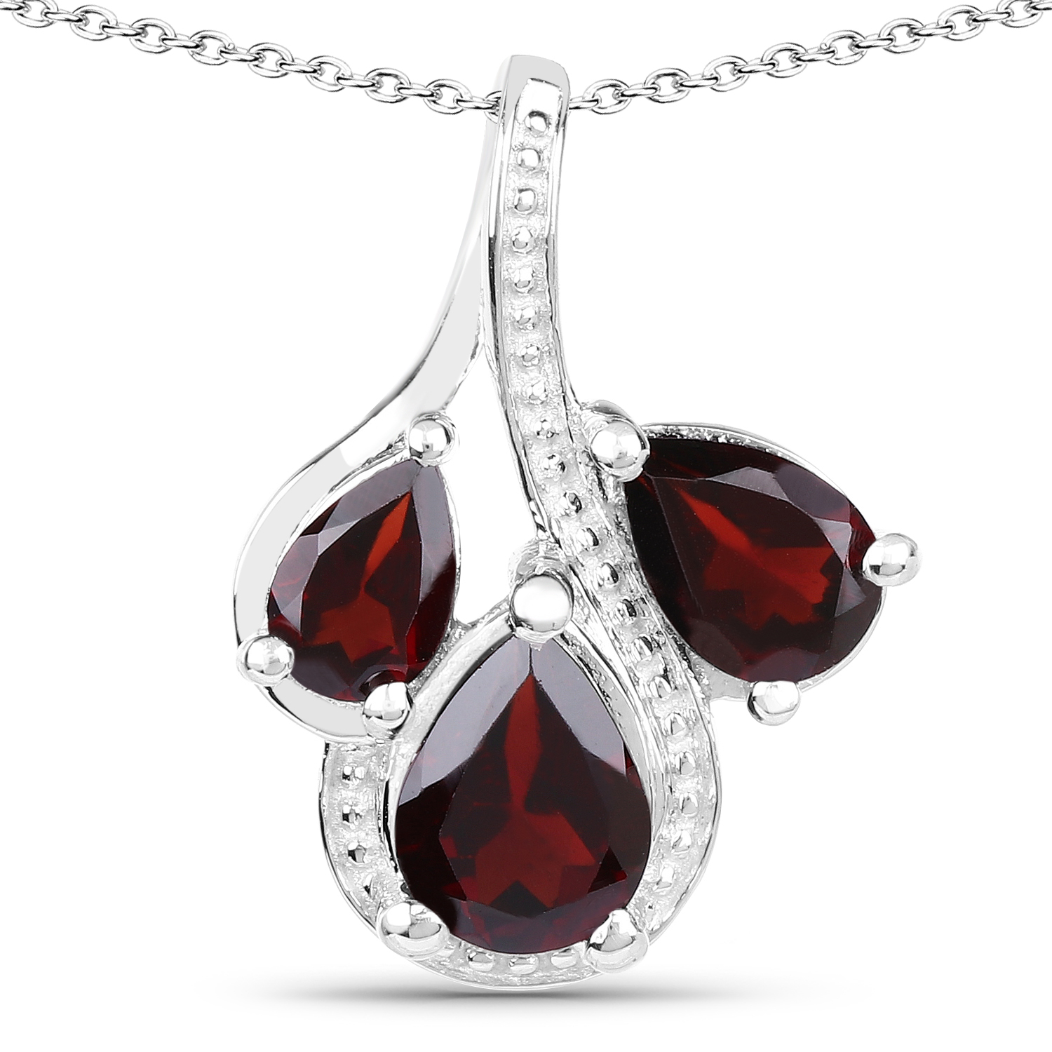 2.60 Carat Genuine Garnet .925 Sterling Silver Pendant