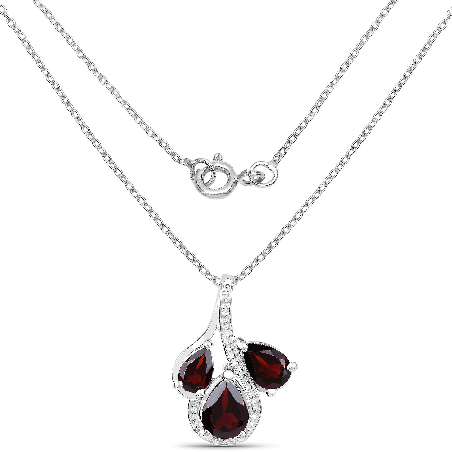 2.60 Carat Genuine Garnet .925 Sterling Silver Pendant