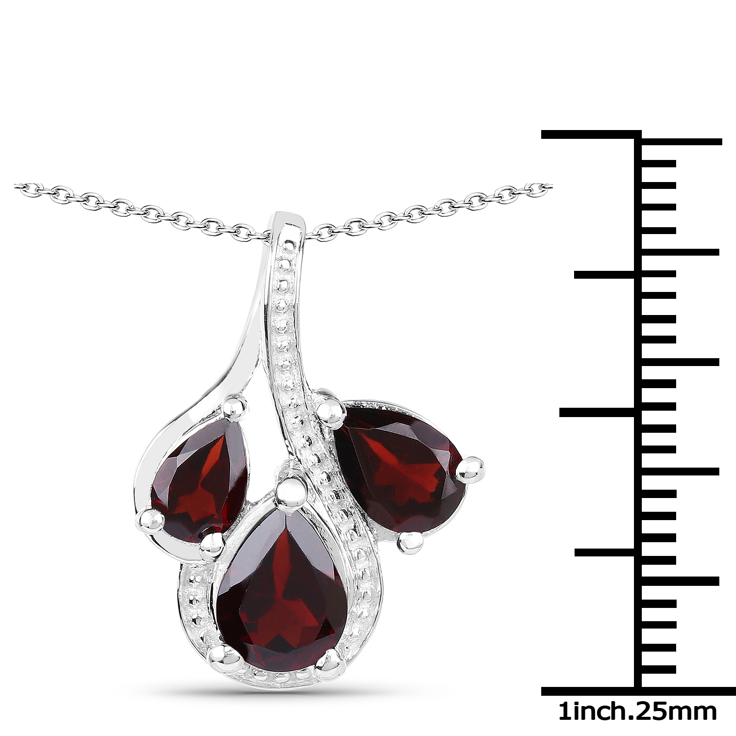 2.60 Carat Genuine Garnet .925 Sterling Silver Pendant