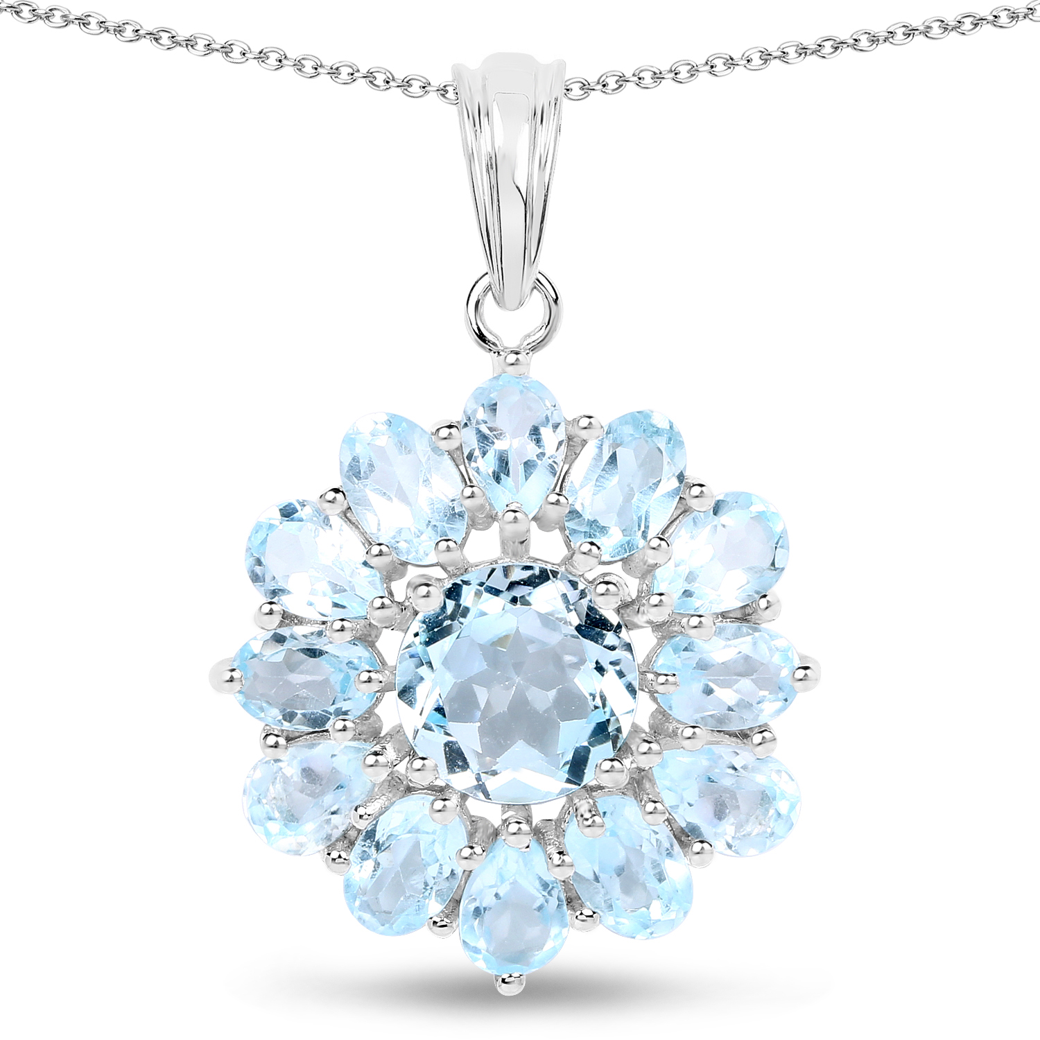 9.49 Carat Genuine Blue Topaz .925 Sterling Silver Pendant